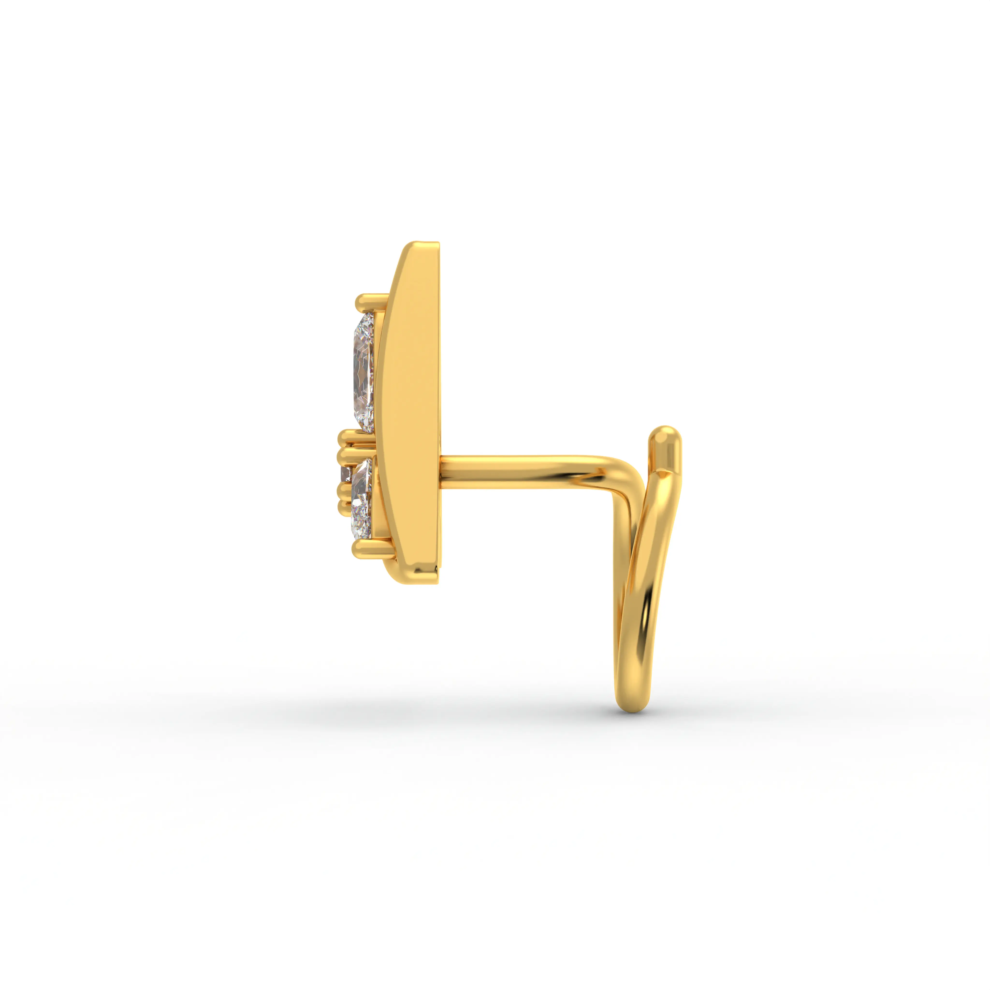 Lab-Grown Diamond Nose Pin in 22K Yellow Gold – 0.07 Ct, 4 Diamonds, 0.9 g thumbnail