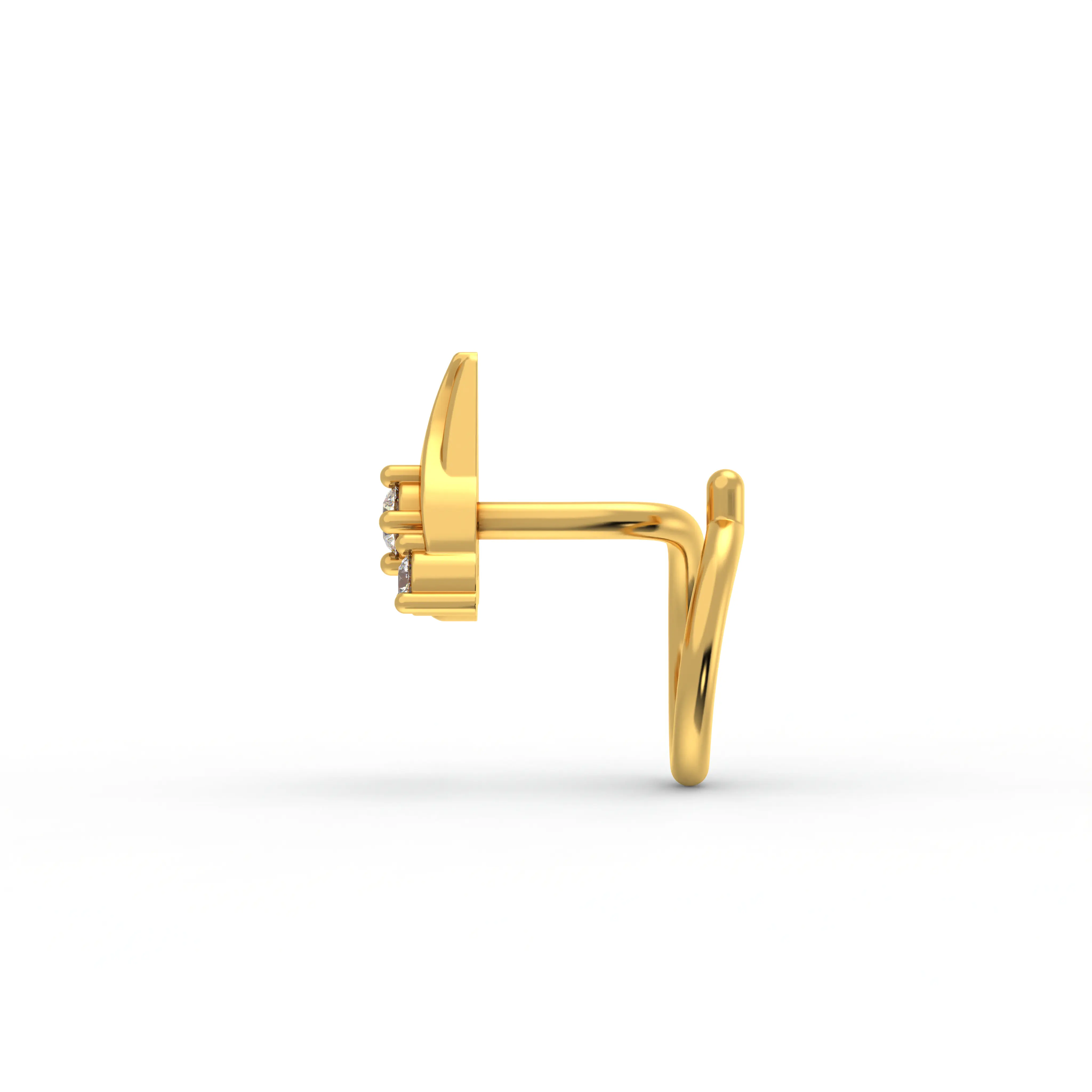 Lab-Grown Diamond Nose Pin in 22K Yellow Gold – 0.03 Ct, 3 Diamonds, 0.5 g (Design K1-20) thumbnail