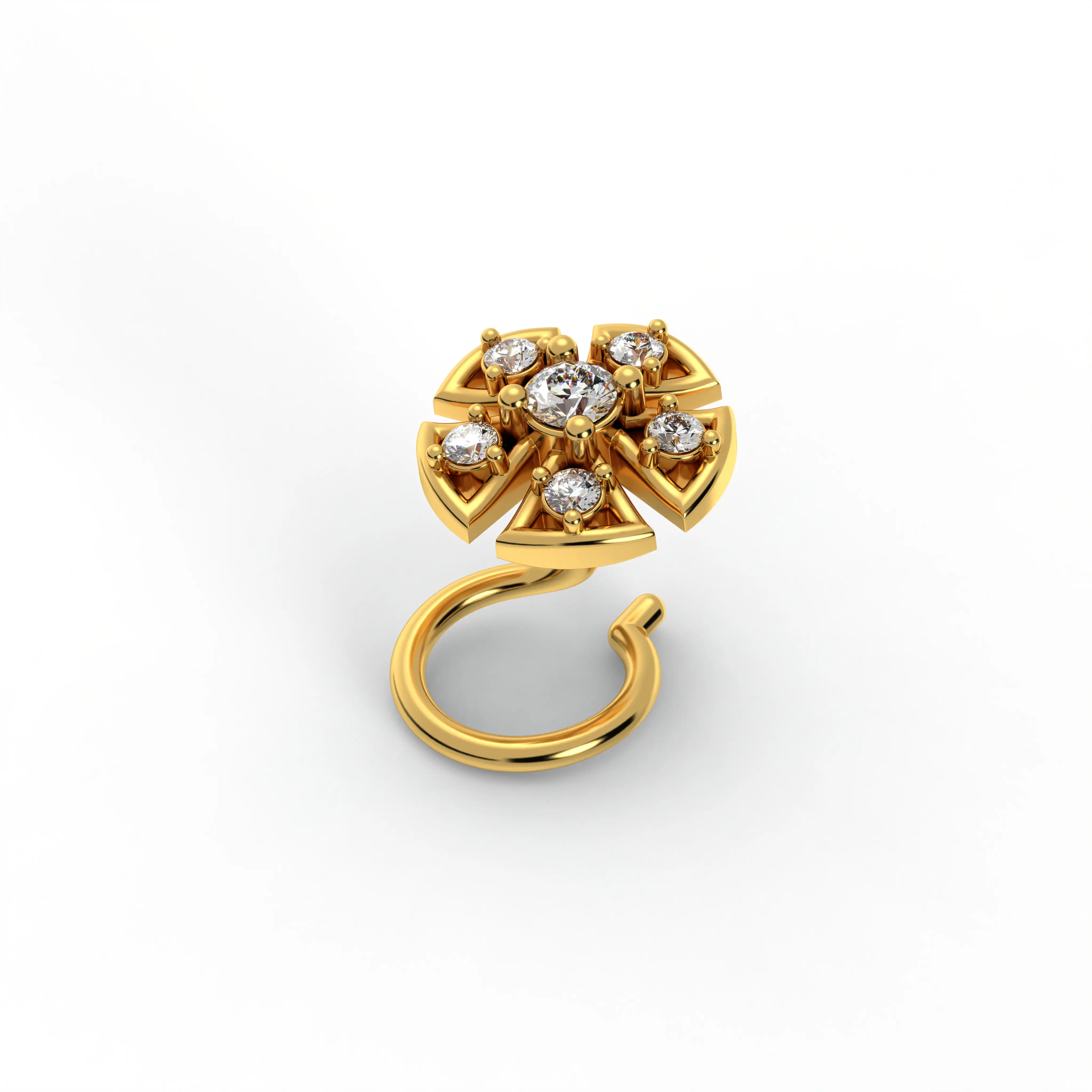 Diamond Nose Pin in 22K Yellow Gold with Lab grown diamond thumbnail