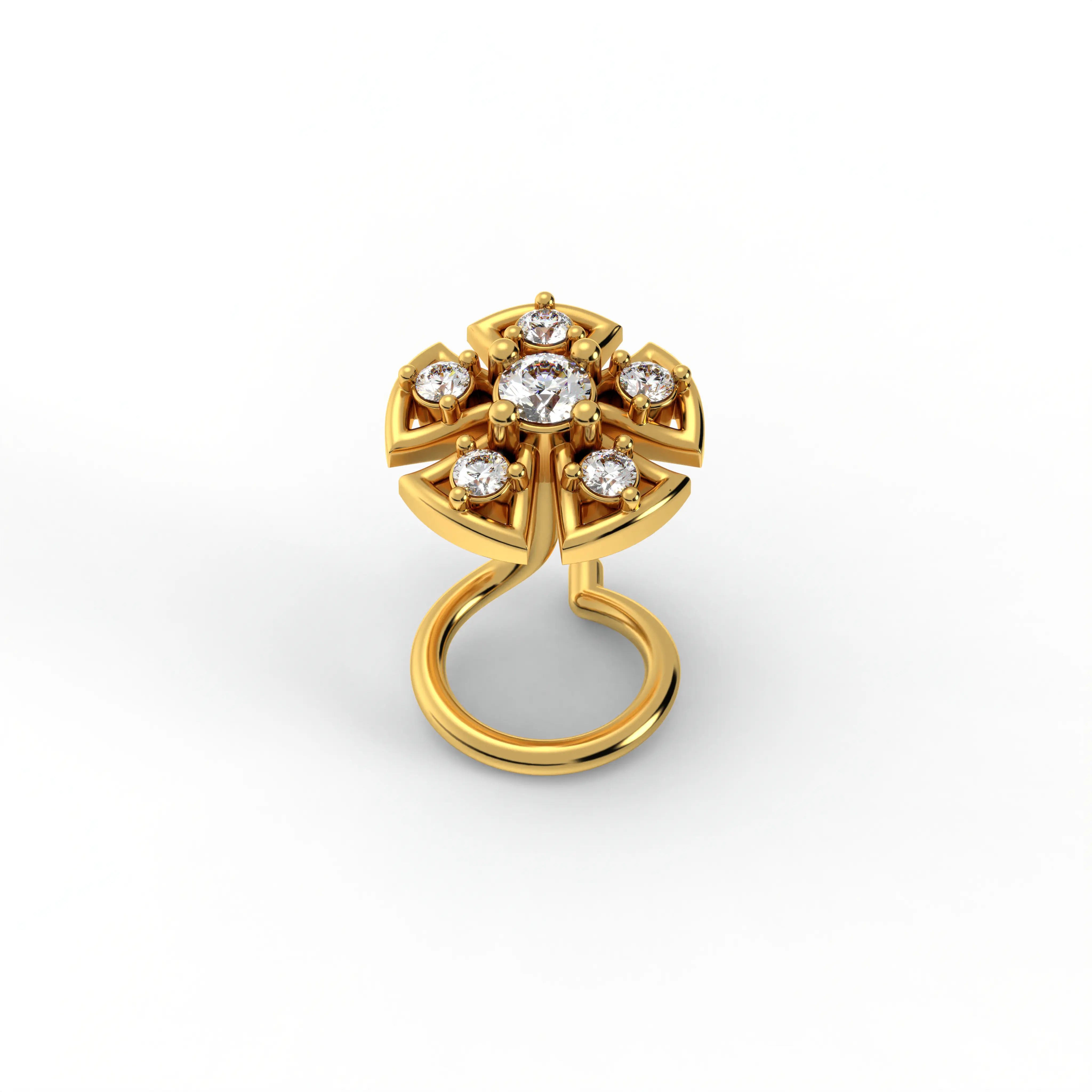 Diamond Nose Pin in 22K Yellow Gold with Lab grown diamond thumbnail