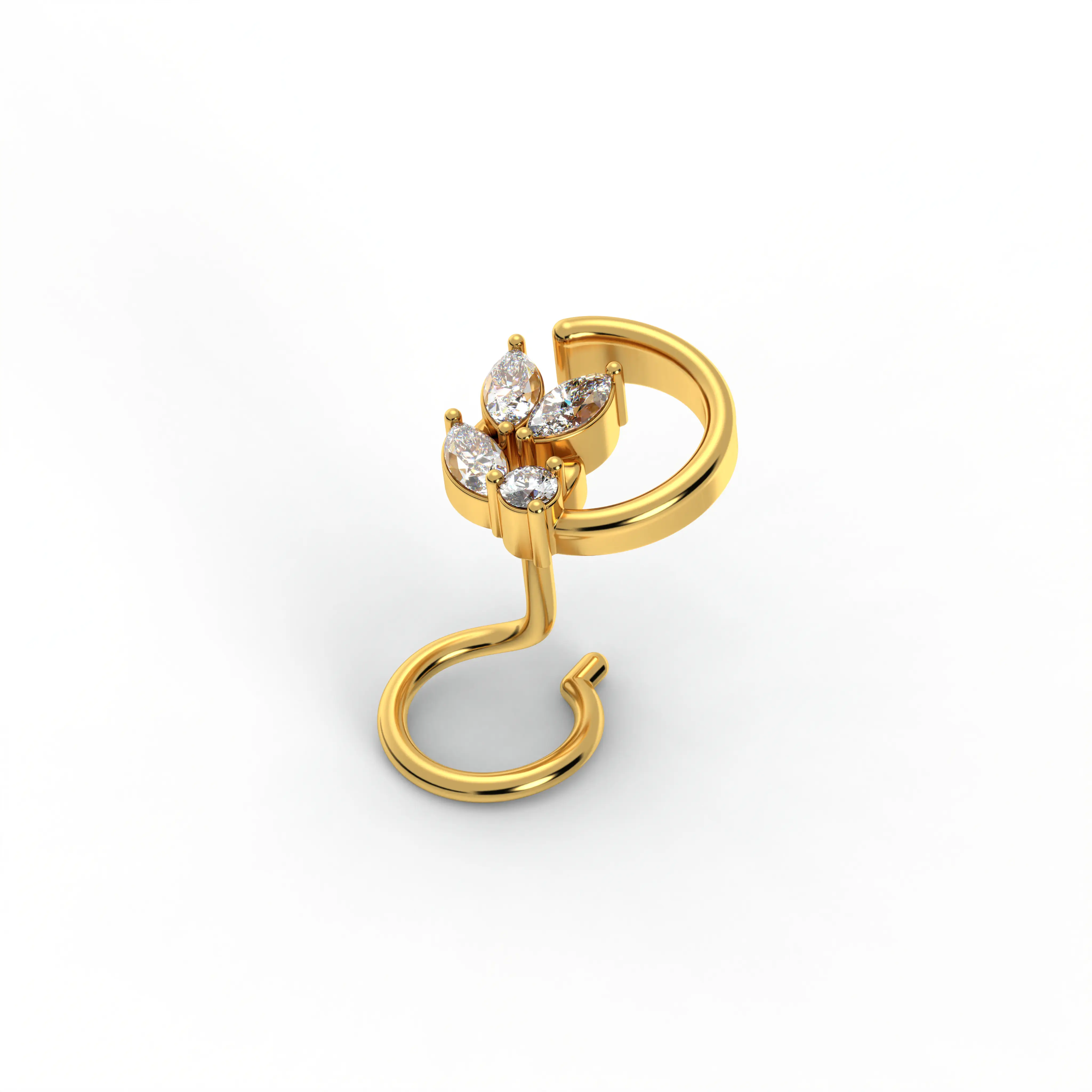 Lab-Grown Diamond Nose Pin in 22K Yellow Gold – 0.08 Ct, 4 Diamonds, 0.8 g thumbnail