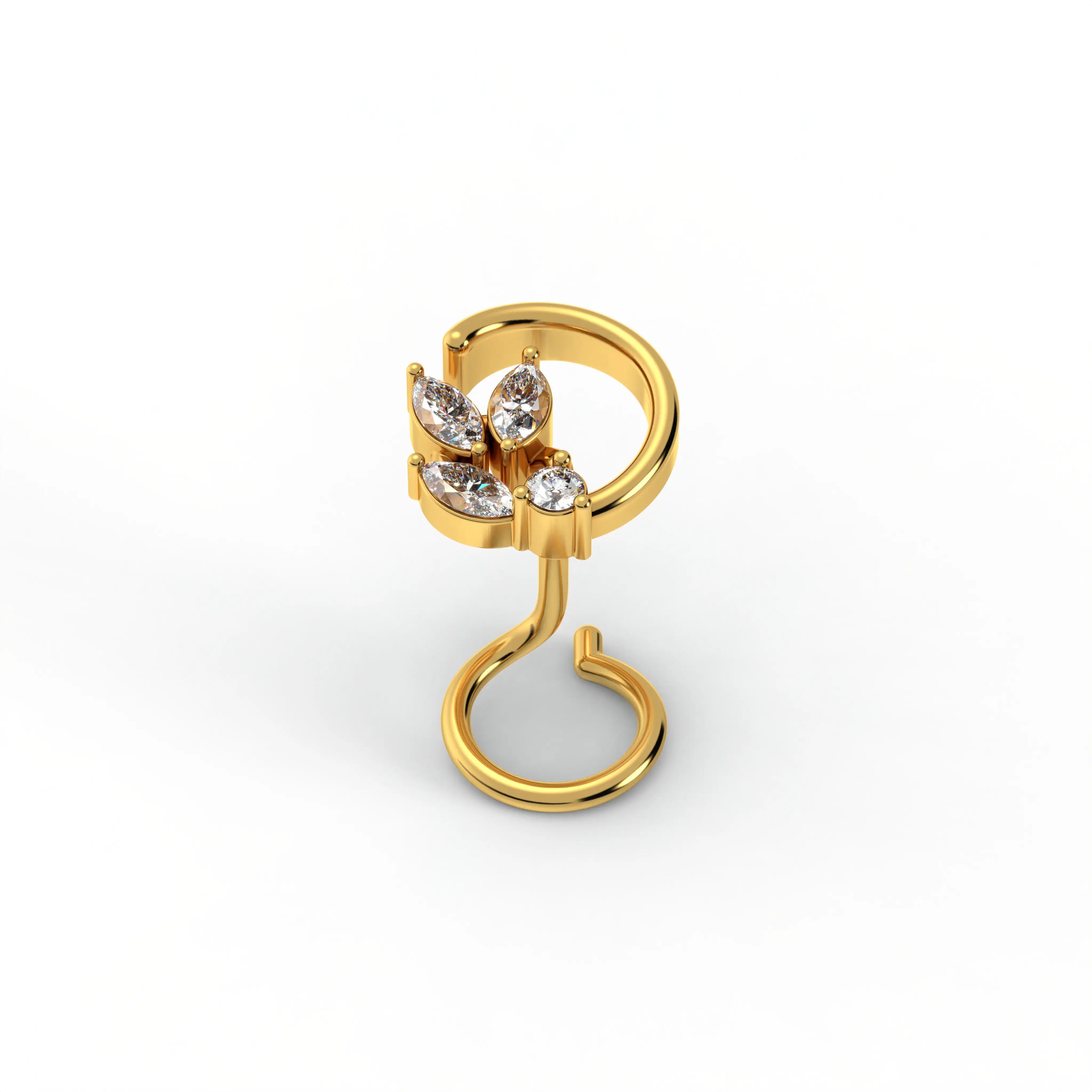 Lab-Grown Diamond Nose Pin in 22K Yellow Gold – 0.08 Ct, 4 Diamonds, 0.8 g thumbnail