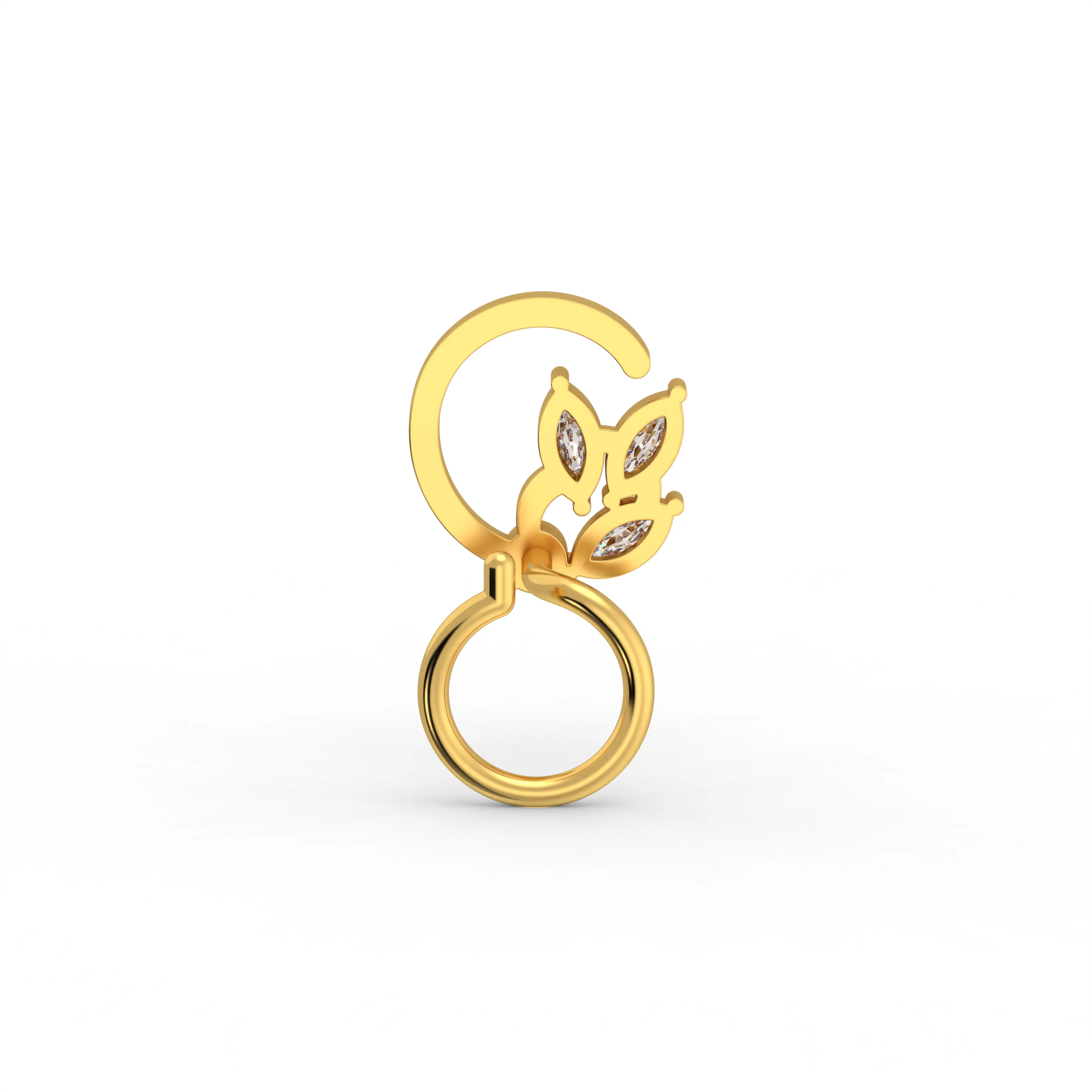 Lab-Grown Diamond Nose Pin in 22K Yellow Gold – 0.08 Ct, 4 Diamonds, 0.8 g thumbnail