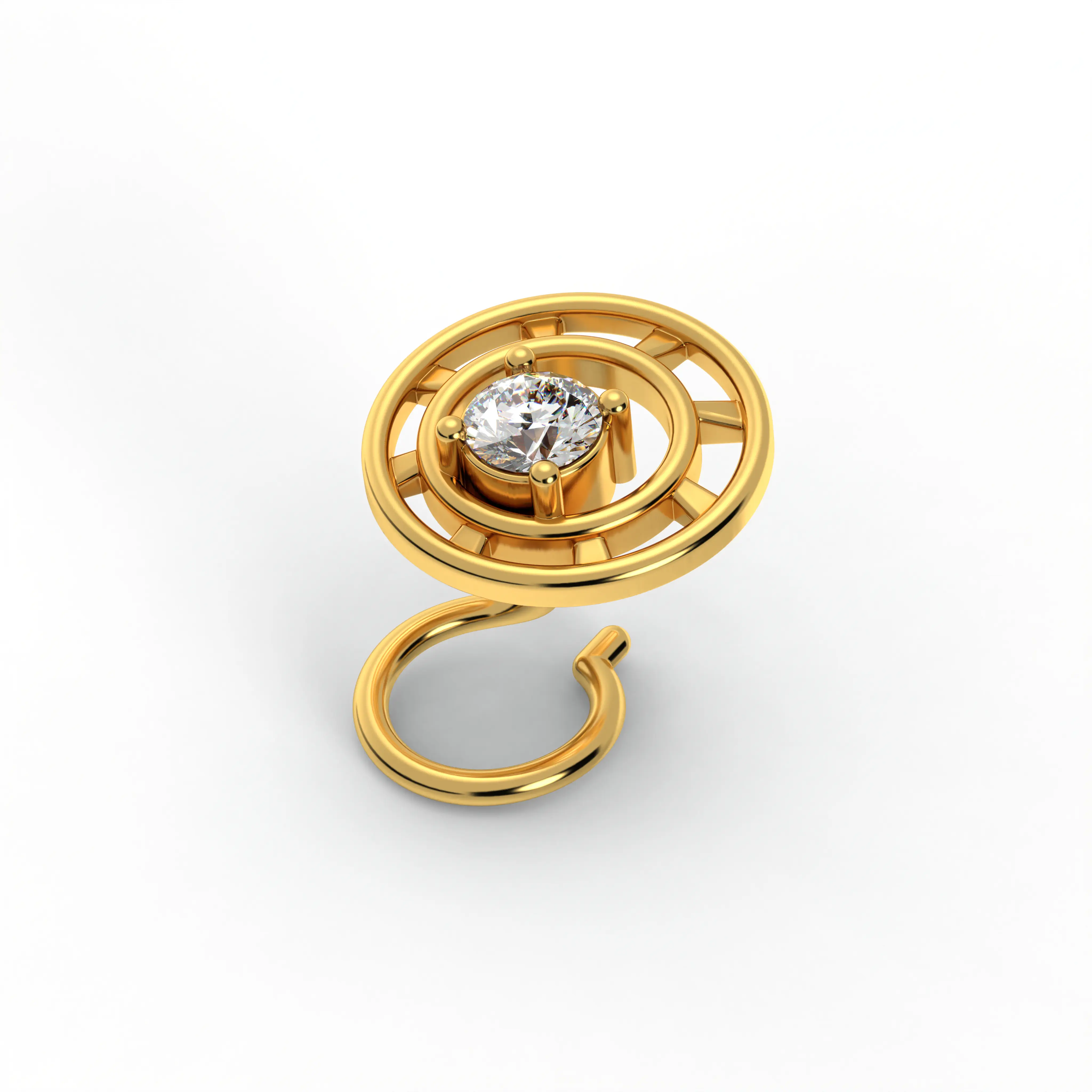Diamond Nose Pin in 22K Yellow Gold with Lab grown diamond thumbnail