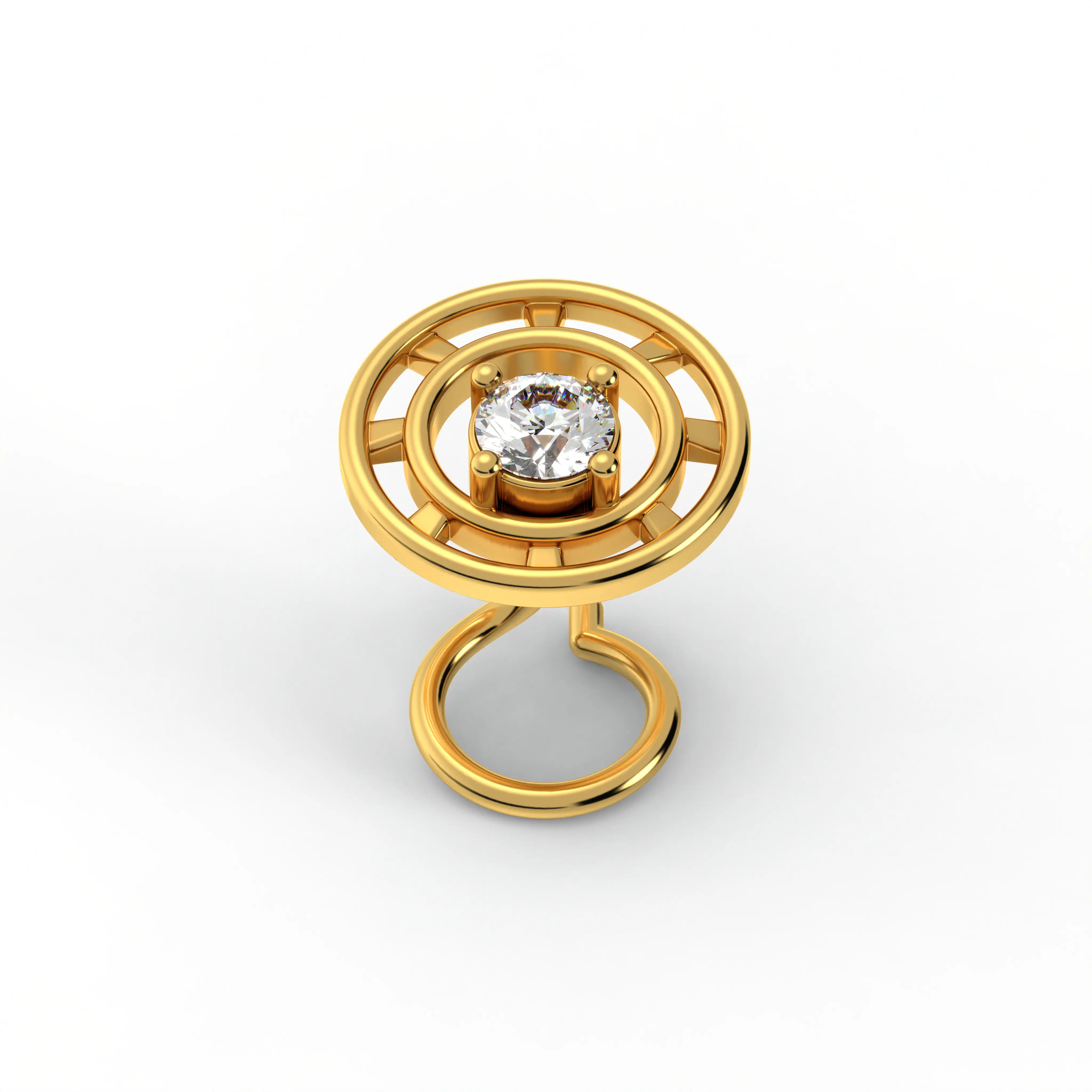Diamond Nose Pin in 22K Yellow Gold with Lab grown diamond thumbnail