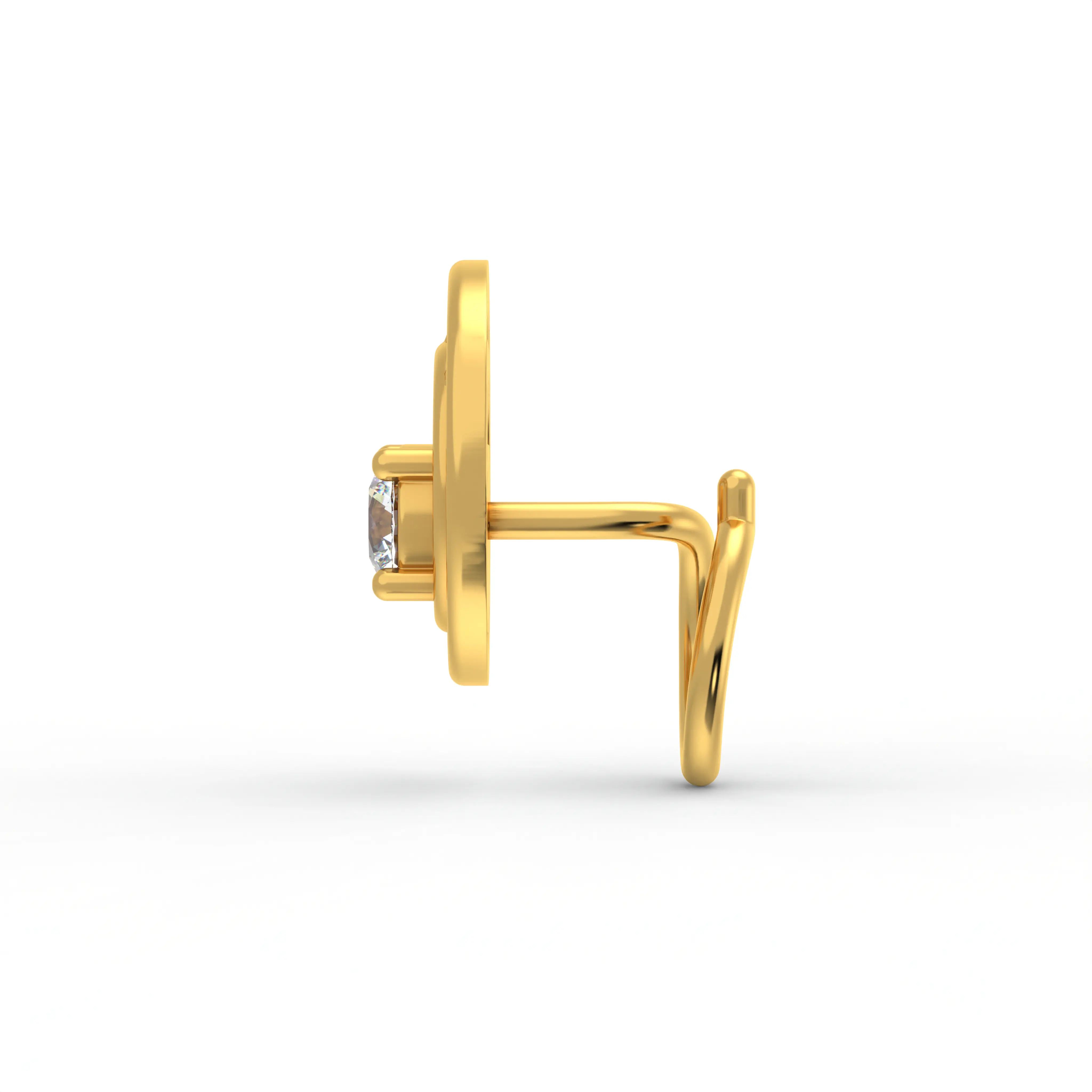 Diamond Nose Pin in 22K Yellow Gold with Lab grown diamond thumbnail