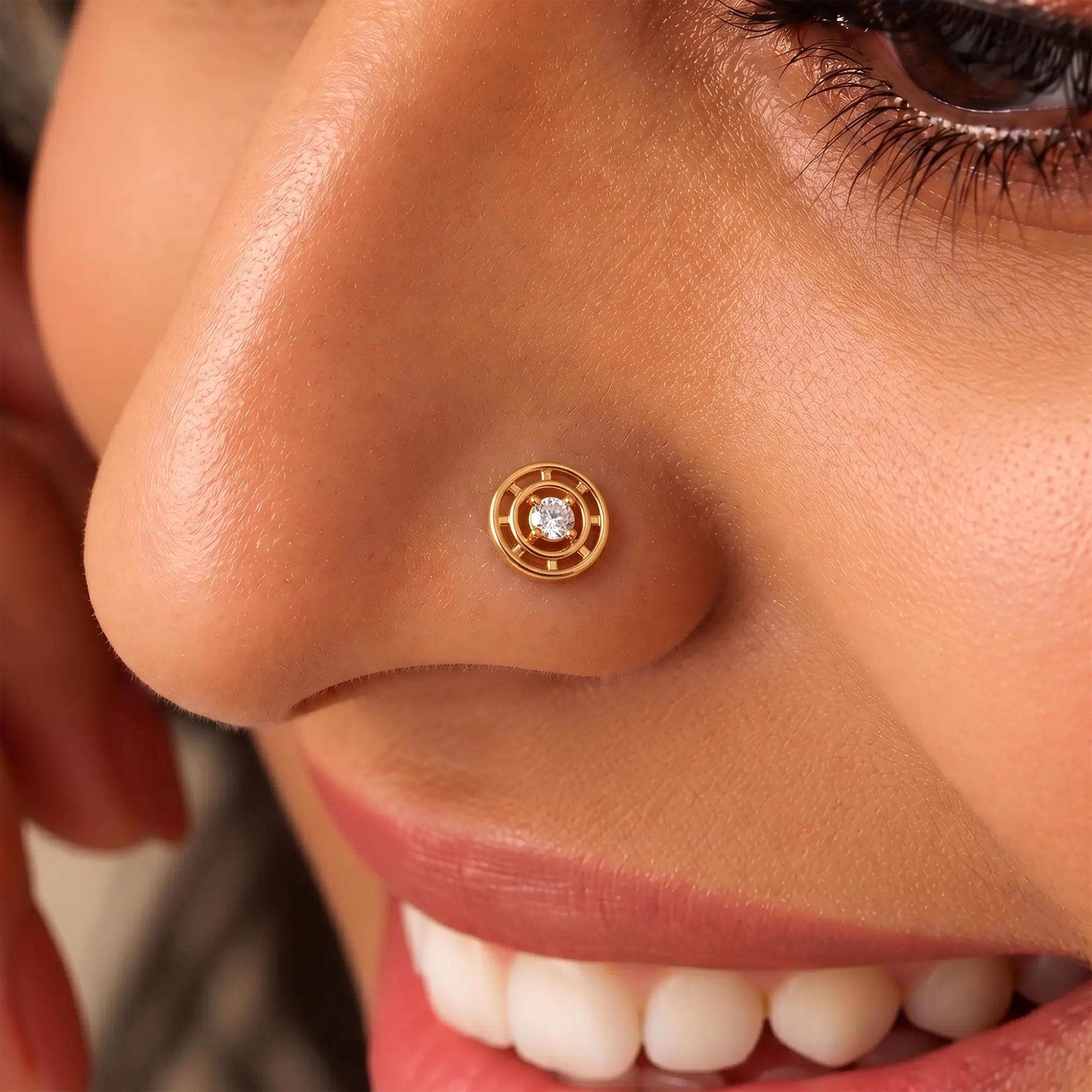 Diamond Nose Pin in 22K Yellow Gold with Lab grown diamond thumbnail