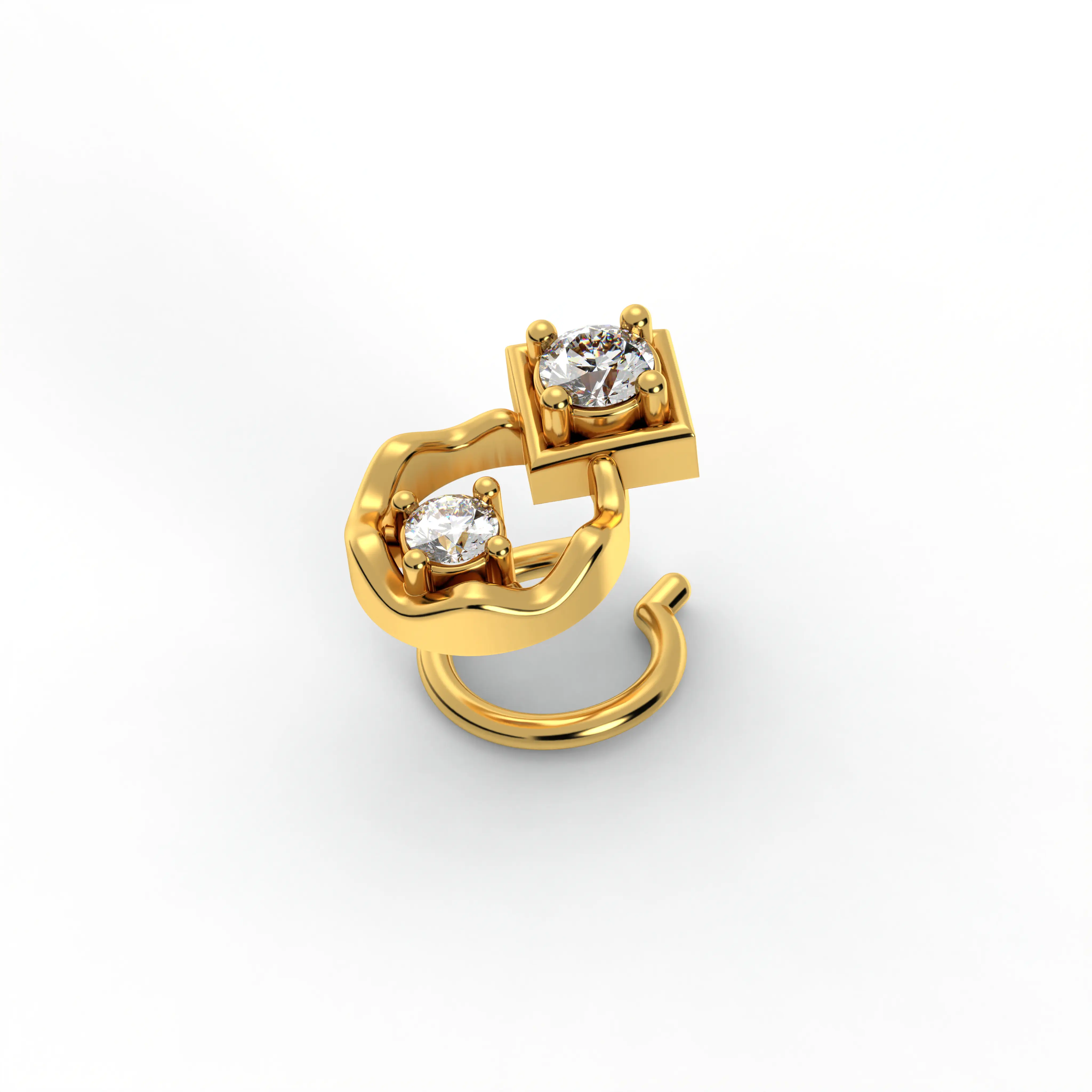 Lab-Grown Diamond Nose Pin in 22K Yellow Gold – 0.11 Ct, 2 Diamonds thumbnail