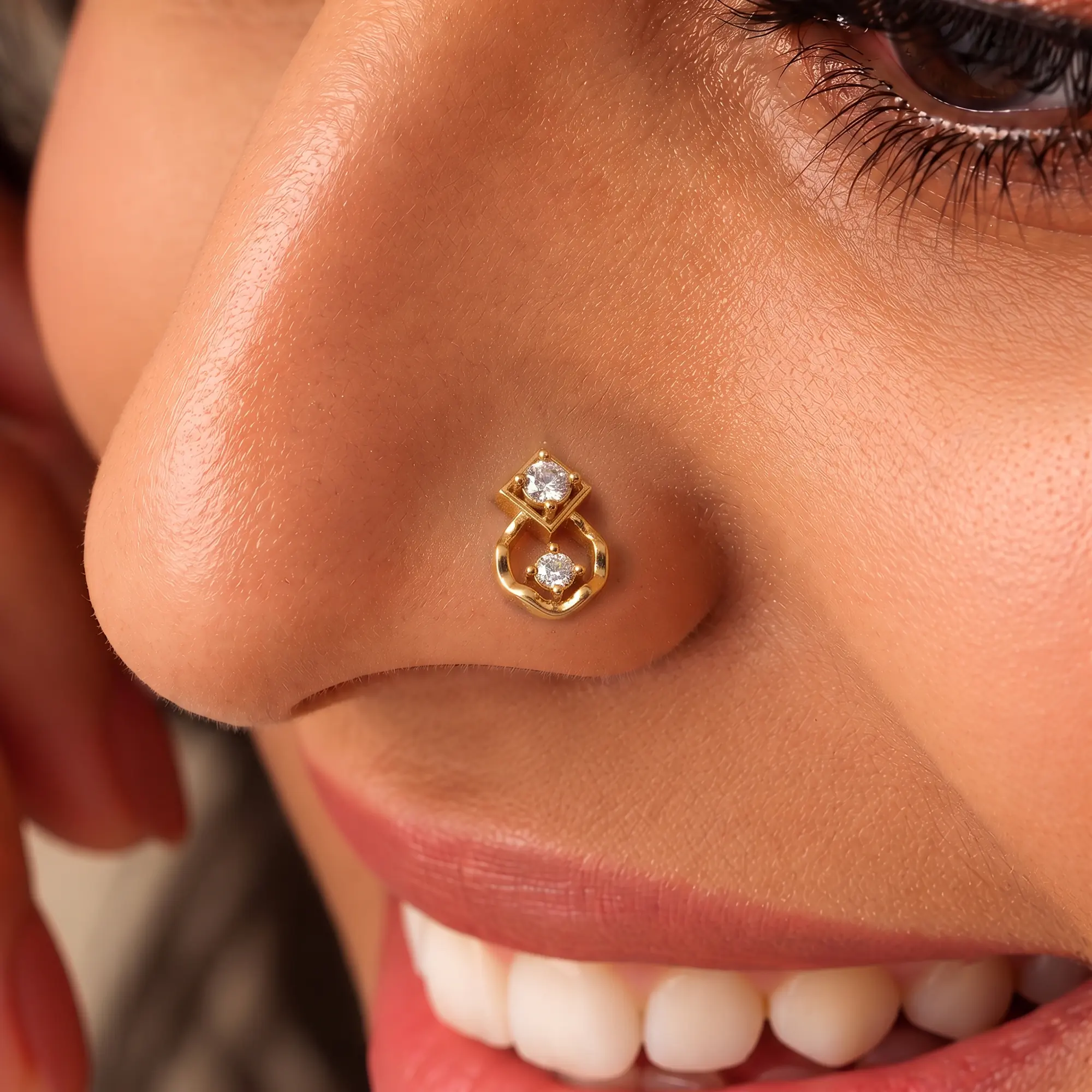 Lab-Grown Diamond Nose Pin in 22K Yellow Gold – 0.11 Ct, 2 Diamonds thumbnail