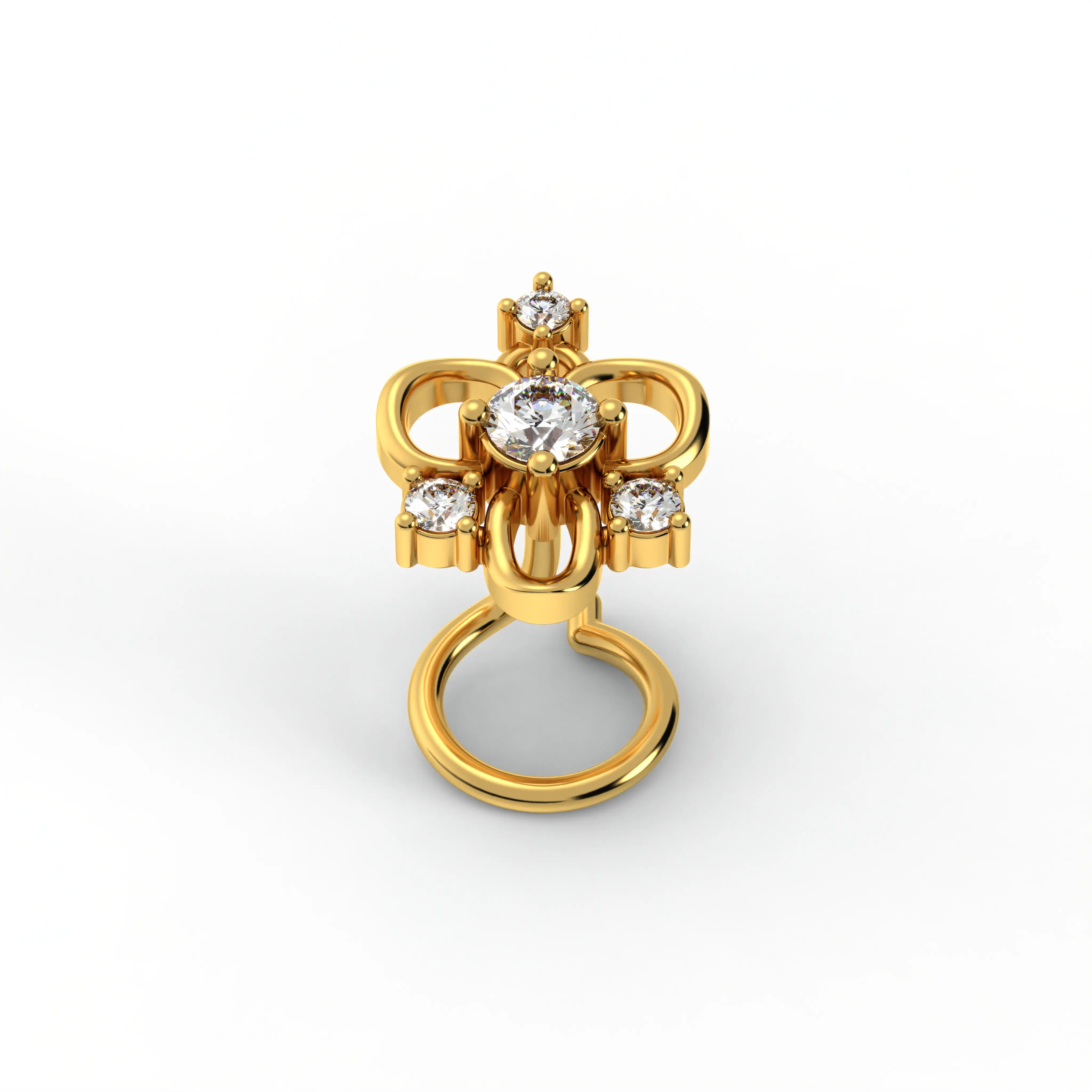 Lab-Grown Diamond Nose Pin in 22K Yellow Gold – 0.11 Ct, 4 Diamonds, 0.8 g thumbnail