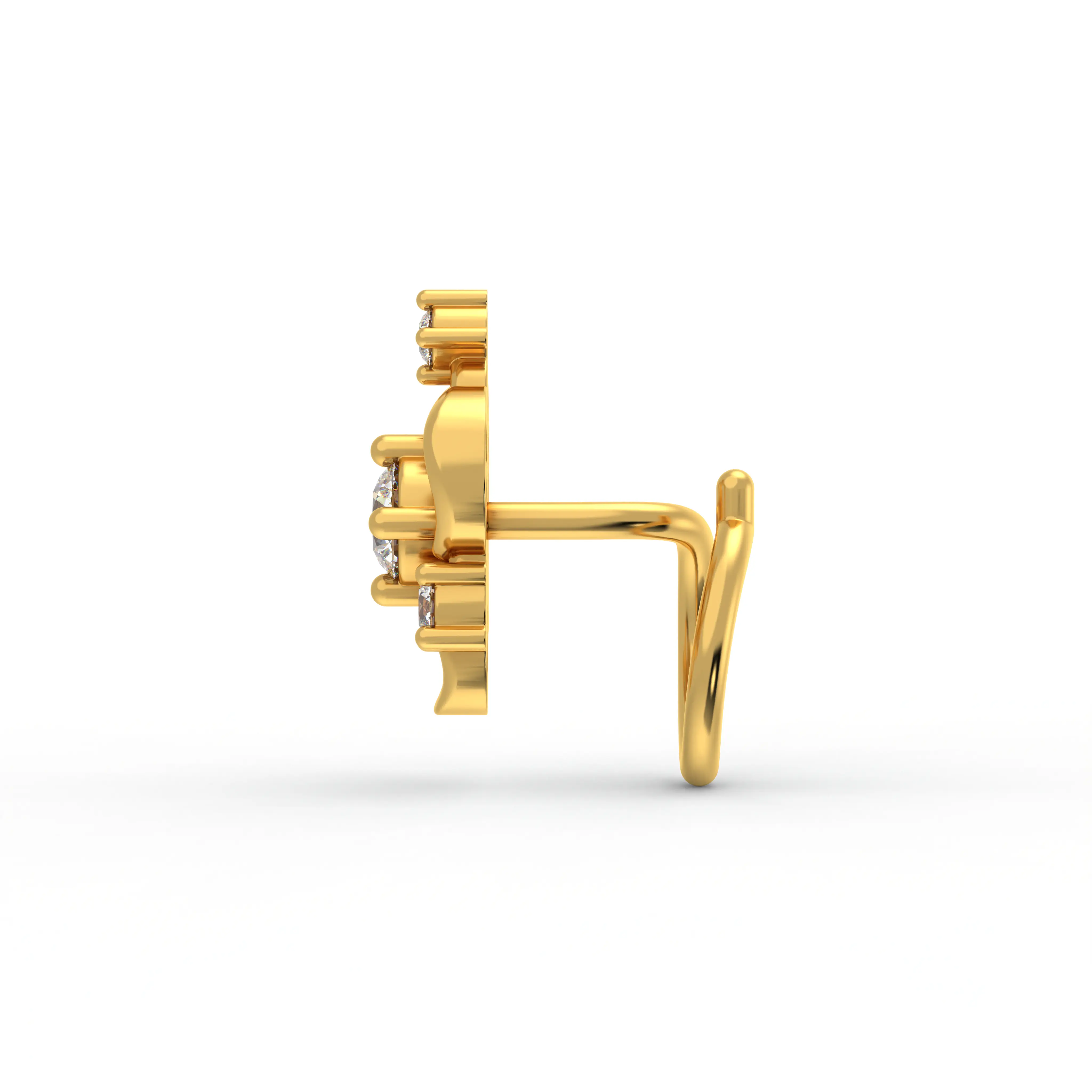 Lab-Grown Diamond Nose Pin in 22K Yellow Gold – 0.11 Ct, 4 Diamonds, 0.8 g thumbnail