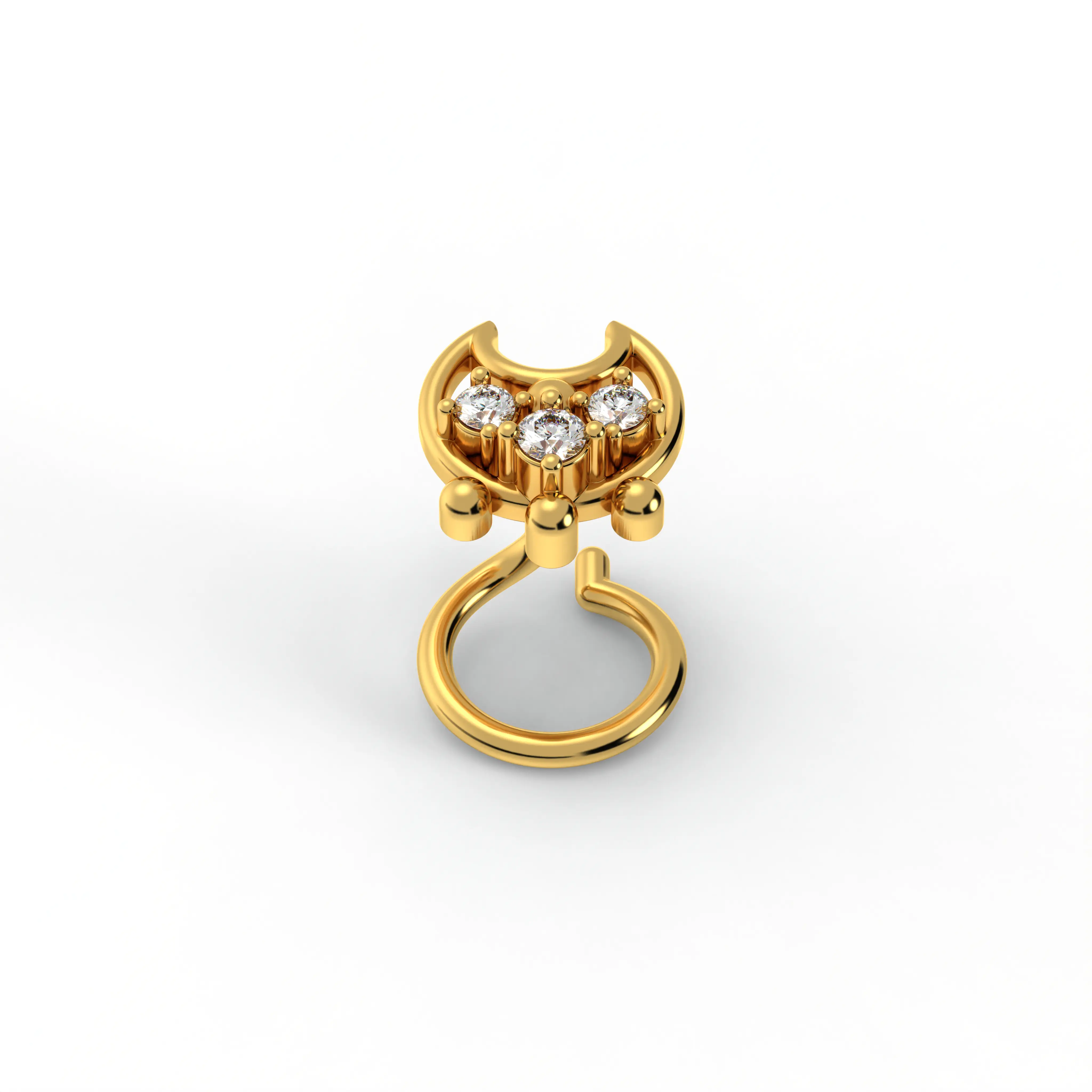 Lab-Grown Diamond Nose Pin in 22K Yellow Gold – 0.04 Ct, 3 Diamonds, 0.6 g thumbnail