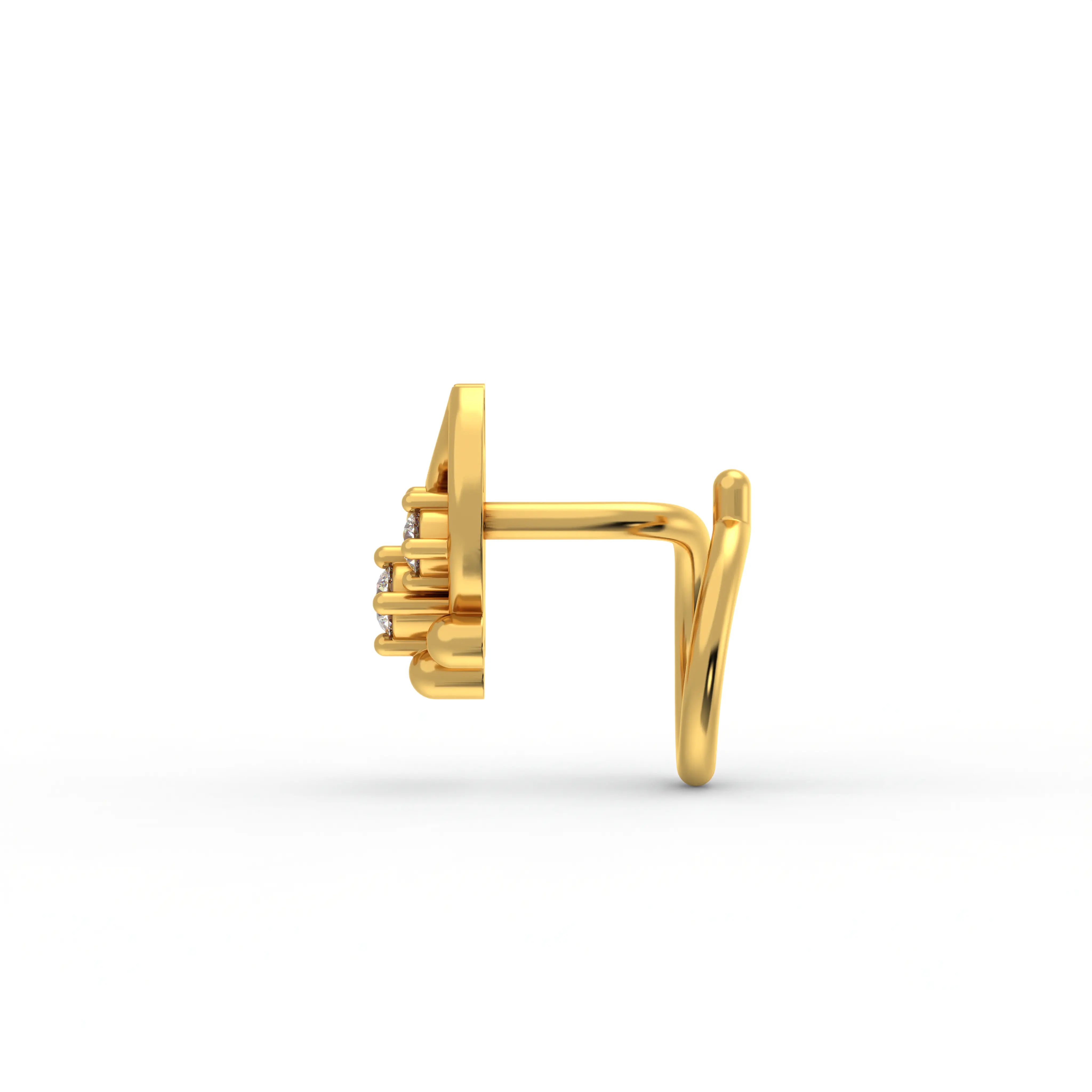 Lab-Grown Diamond Nose Pin in 22K Yellow Gold – 0.04 Ct, 3 Diamonds, 0.6 g thumbnail