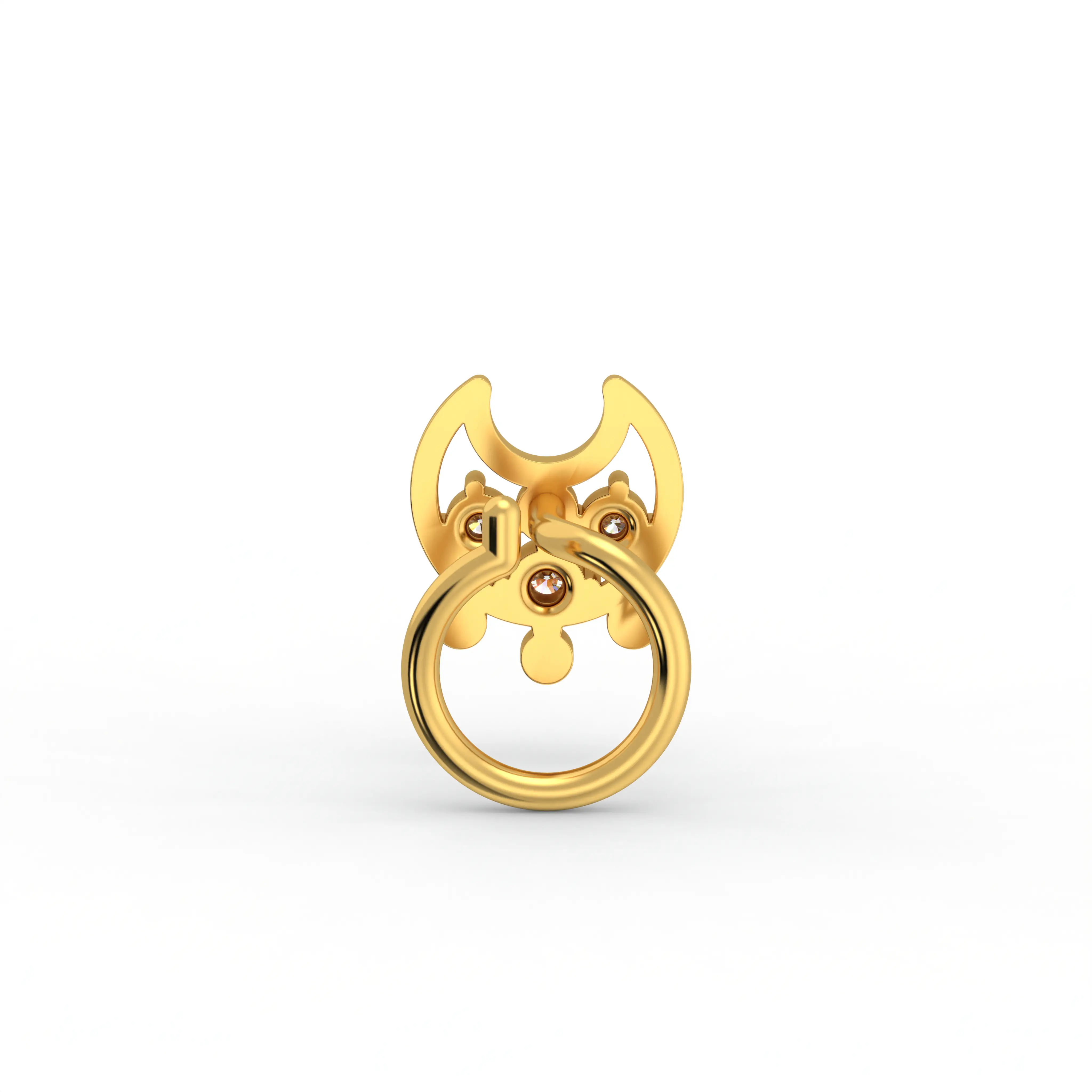 Lab-Grown Diamond Nose Pin in 22K Yellow Gold – 0.04 Ct, 3 Diamonds, 0.6 g thumbnail