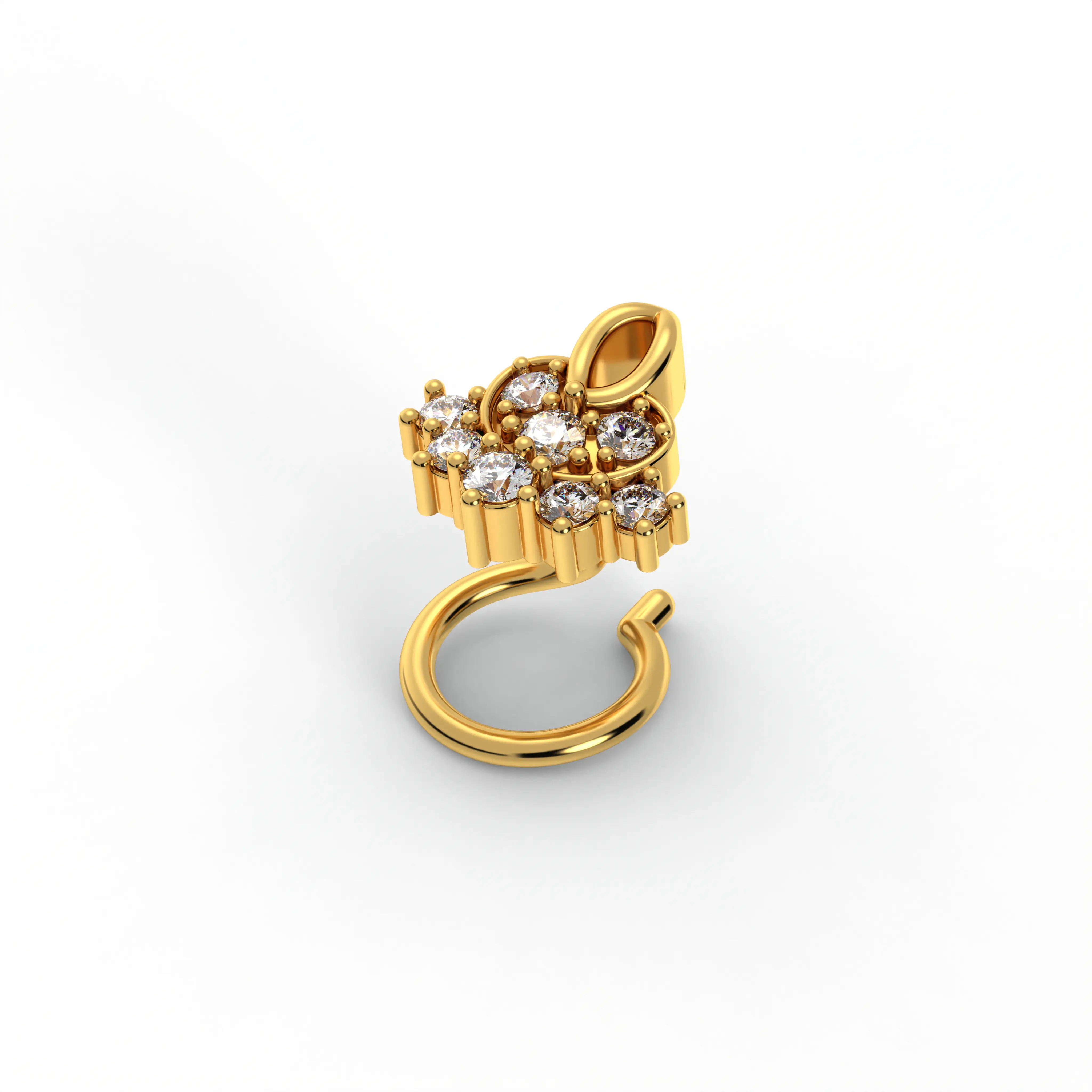 Lab-Grown Diamond Nose Pin in 22K Yellow Gold – 0.09 Ct, 8 Diamonds thumbnail