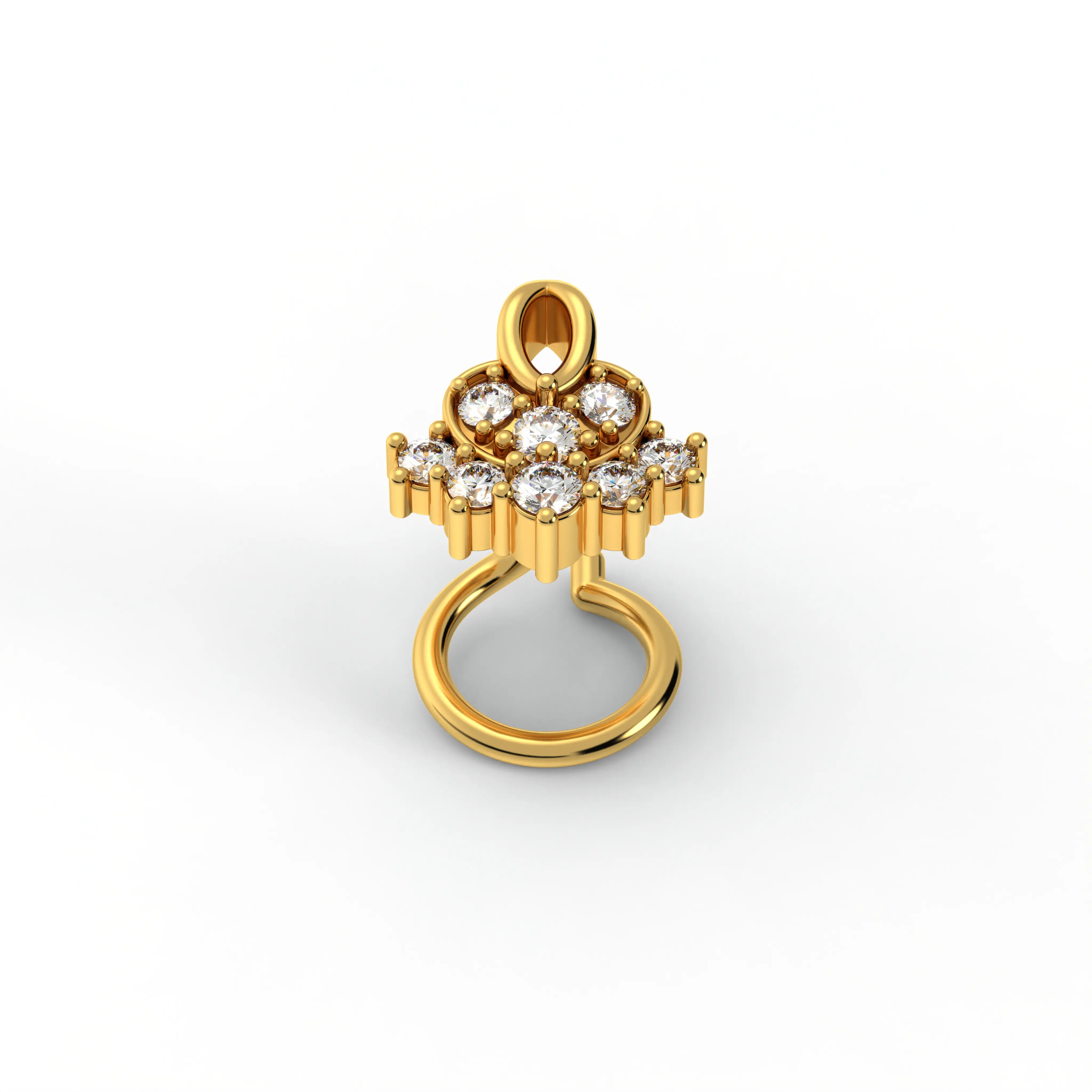 Lab-Grown Diamond Nose Pin in 22K Yellow Gold – 0.09 Ct, 8 Diamonds thumbnail