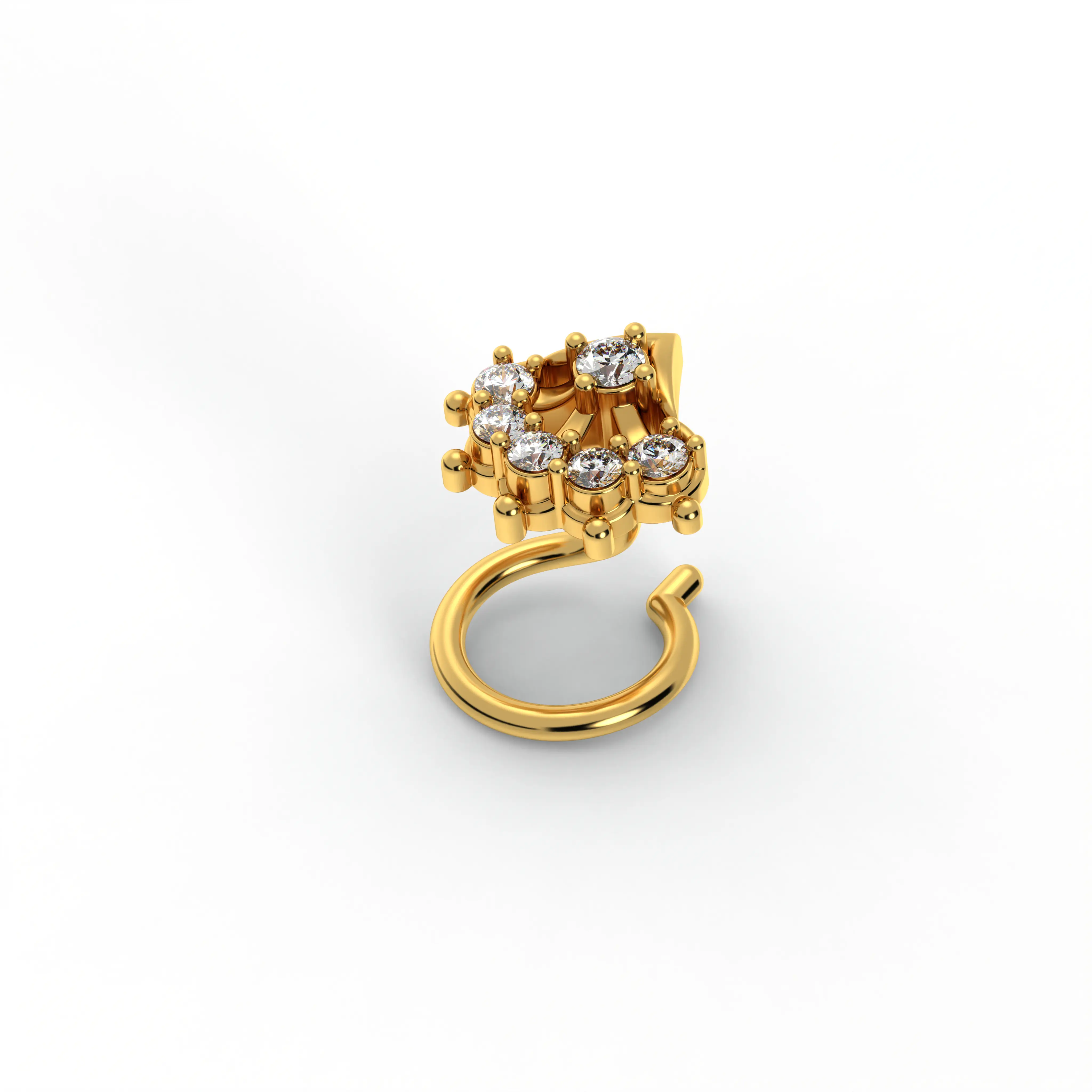 Lab-Grown Diamond Nose Pin in 22K Yellow Gold – 0.06 Ct, 6 Diamonds, 0.6 g (Design K1-51) thumbnail