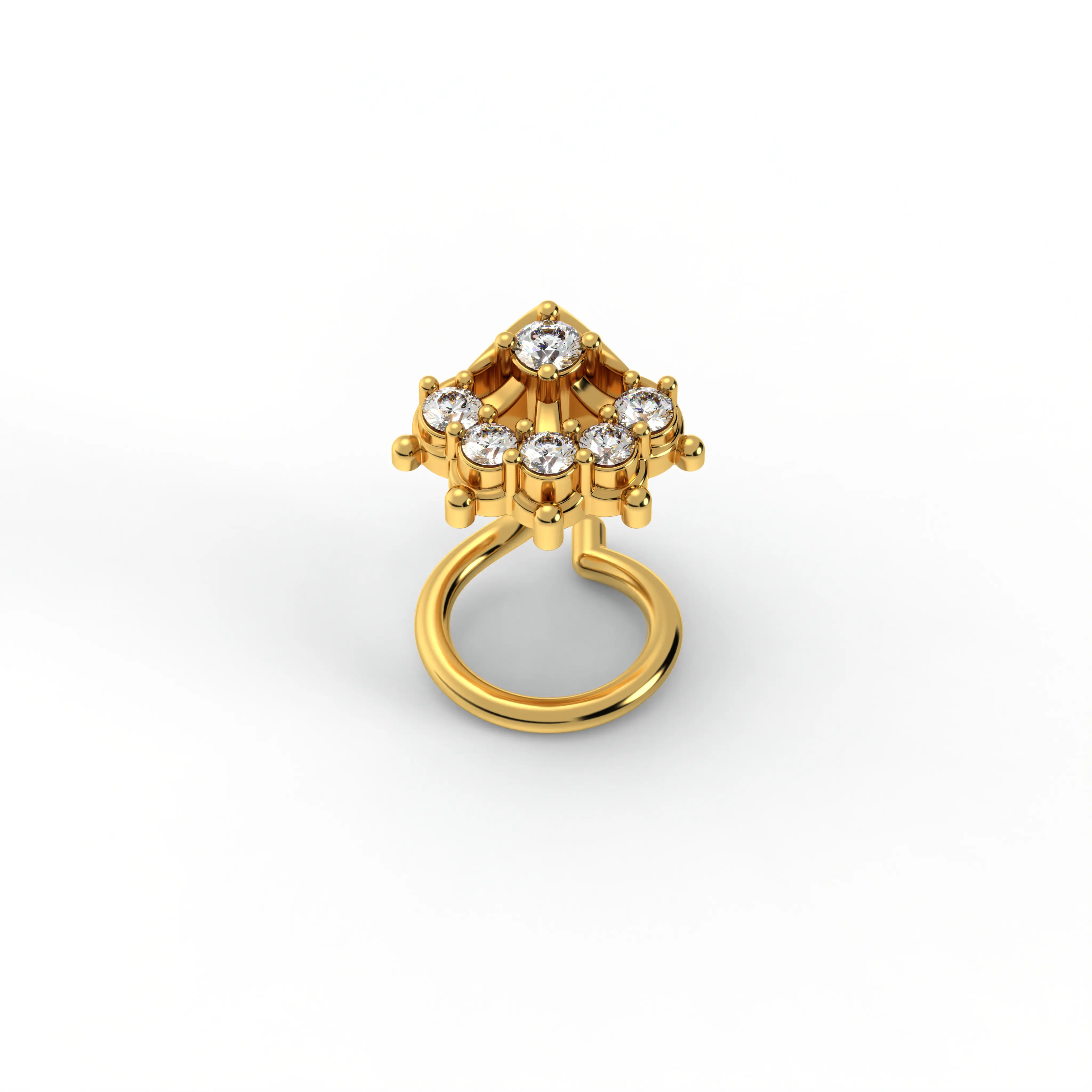 Lab-Grown Diamond Nose Pin in 22K Yellow Gold – 0.06 Ct, 6 Diamonds, 0.6 g (Design K1-51) thumbnail