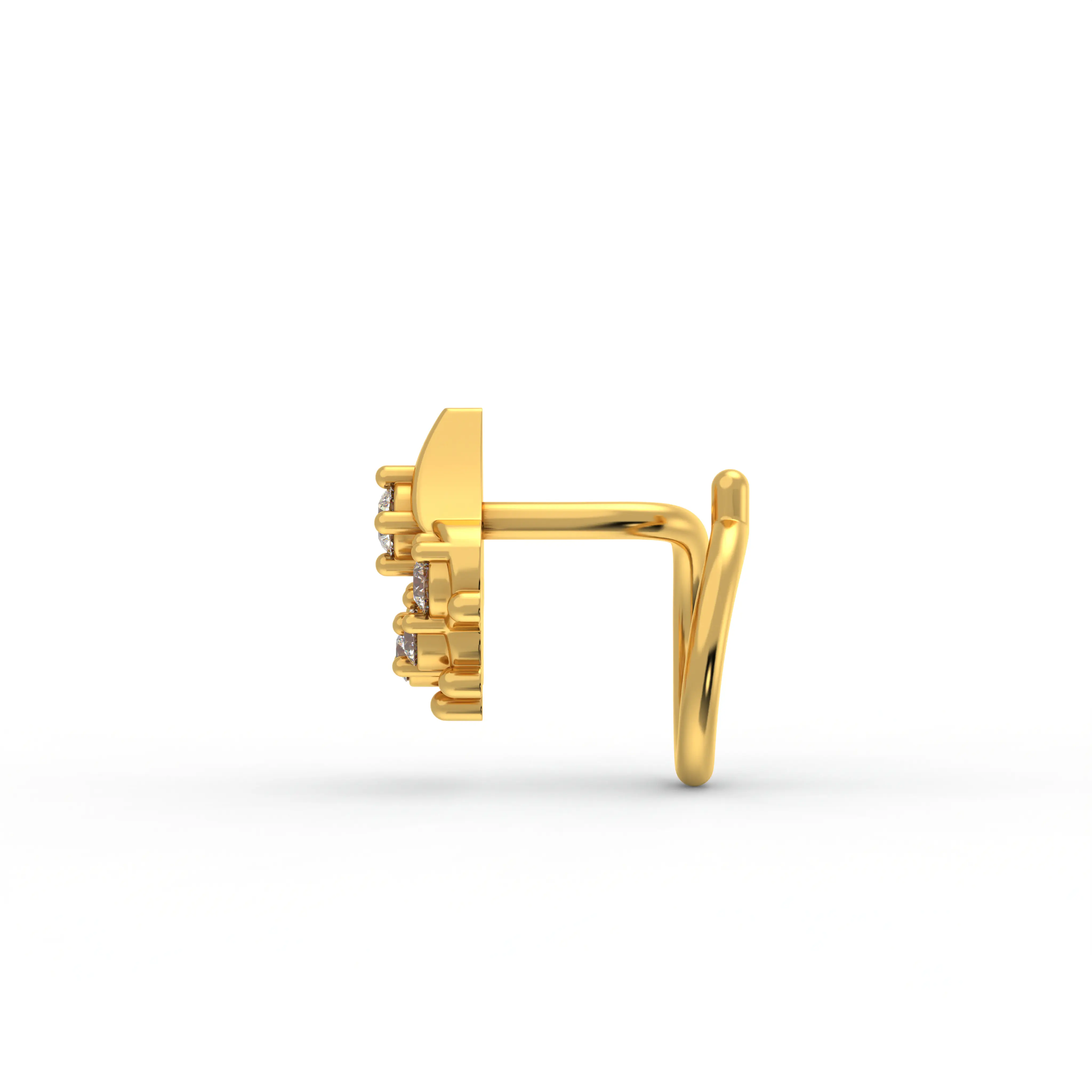 Lab-Grown Diamond Nose Pin in 22K Yellow Gold – 0.06 Ct, 6 Diamonds, 0.6 g (Design K1-51) thumbnail