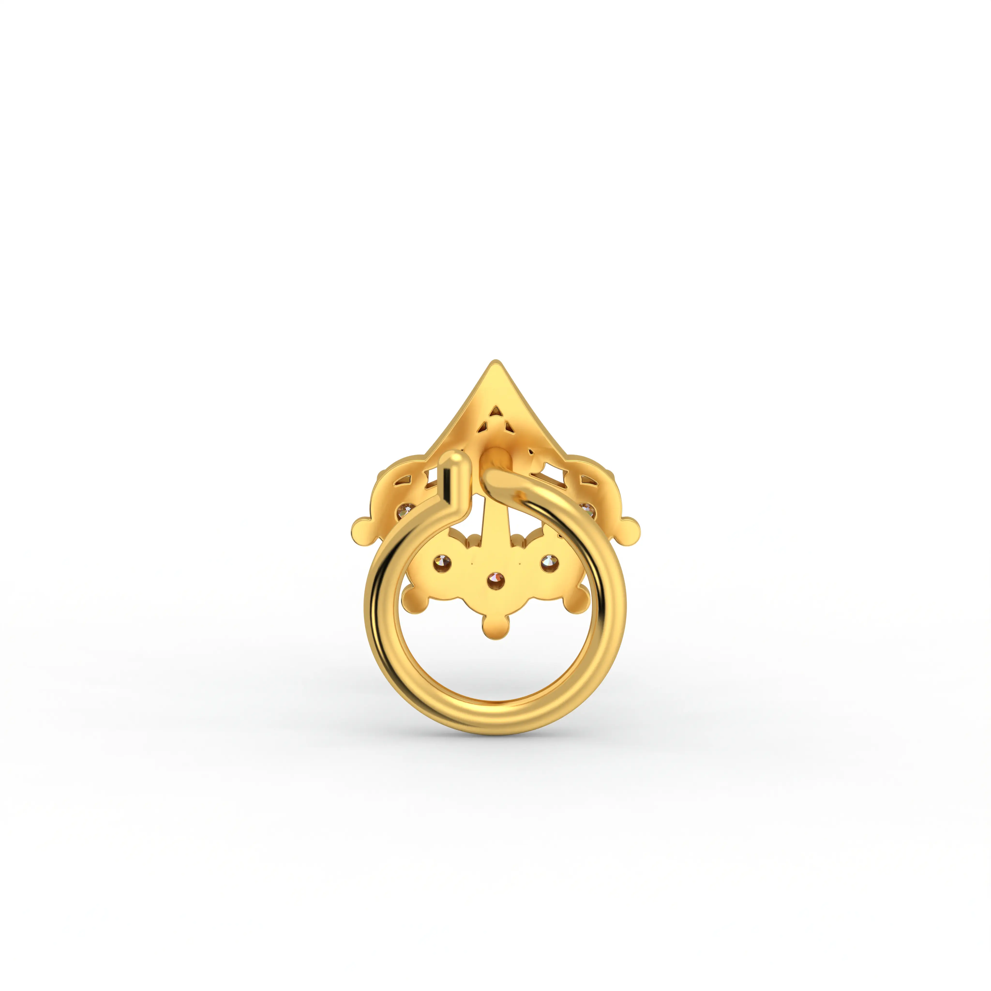 Lab-Grown Diamond Nose Pin in 22K Yellow Gold – 0.06 Ct, 6 Diamonds, 0.6 g (Design K1-51) thumbnail