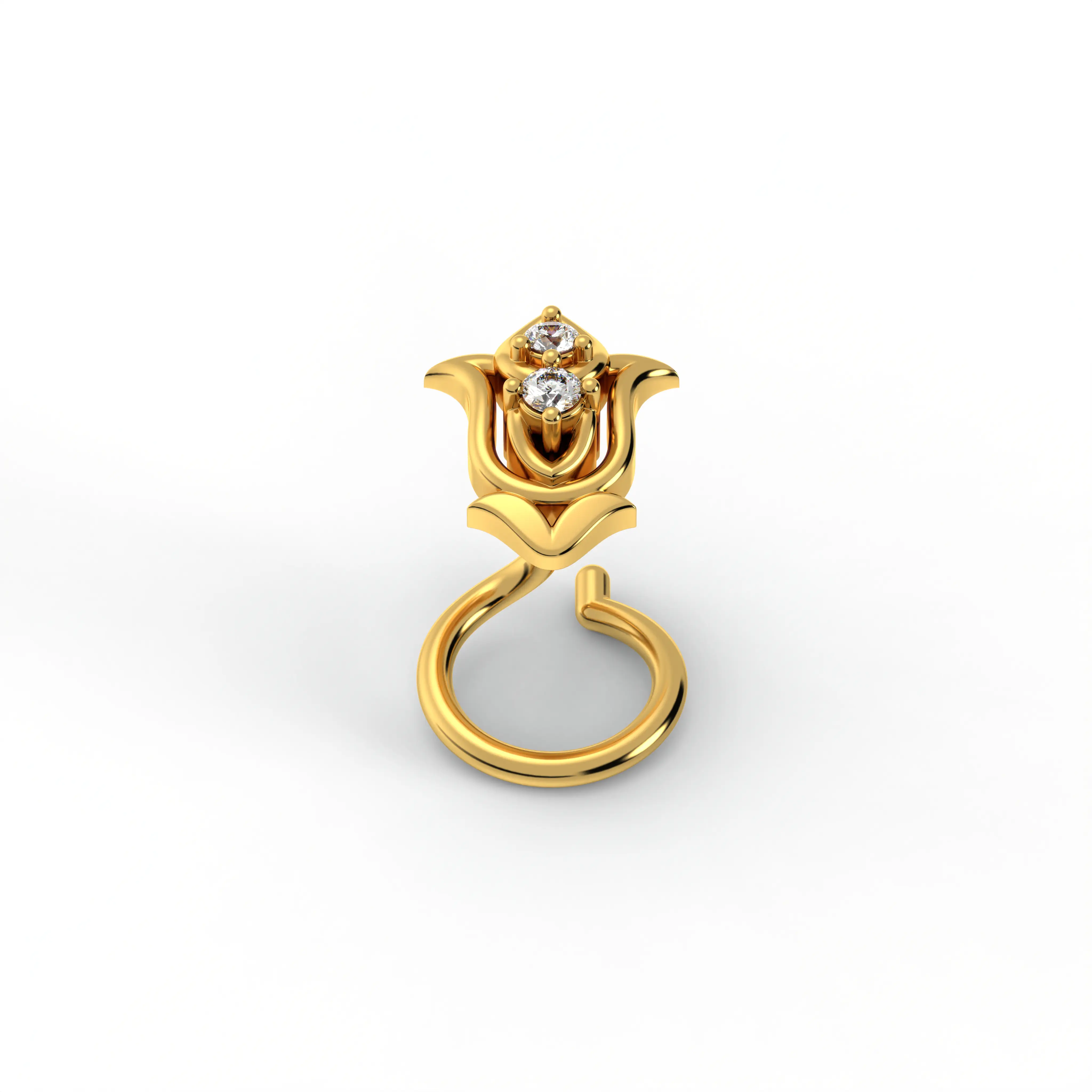 Lab-Grown Diamond Nose Pin in 22K Yellow Gold – 0.02 Ct, 2 Diamonds, 0.6 g (Design K1-57) thumbnail