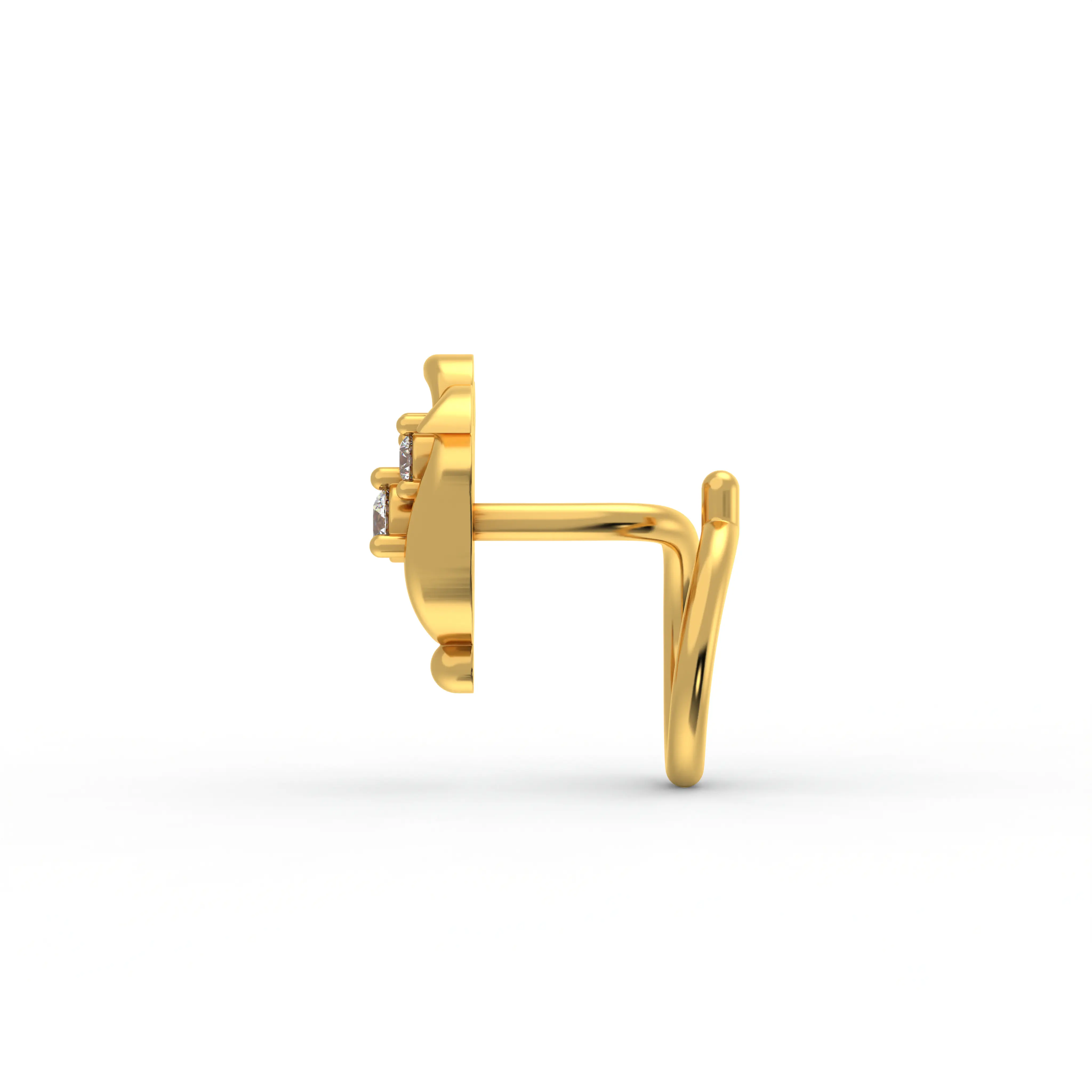 Lab-Grown Diamond Nose Pin in 22K Yellow Gold – 0.03 Ct, 3 Diamonds, 0.6 g (Design K1-58) thumbnail