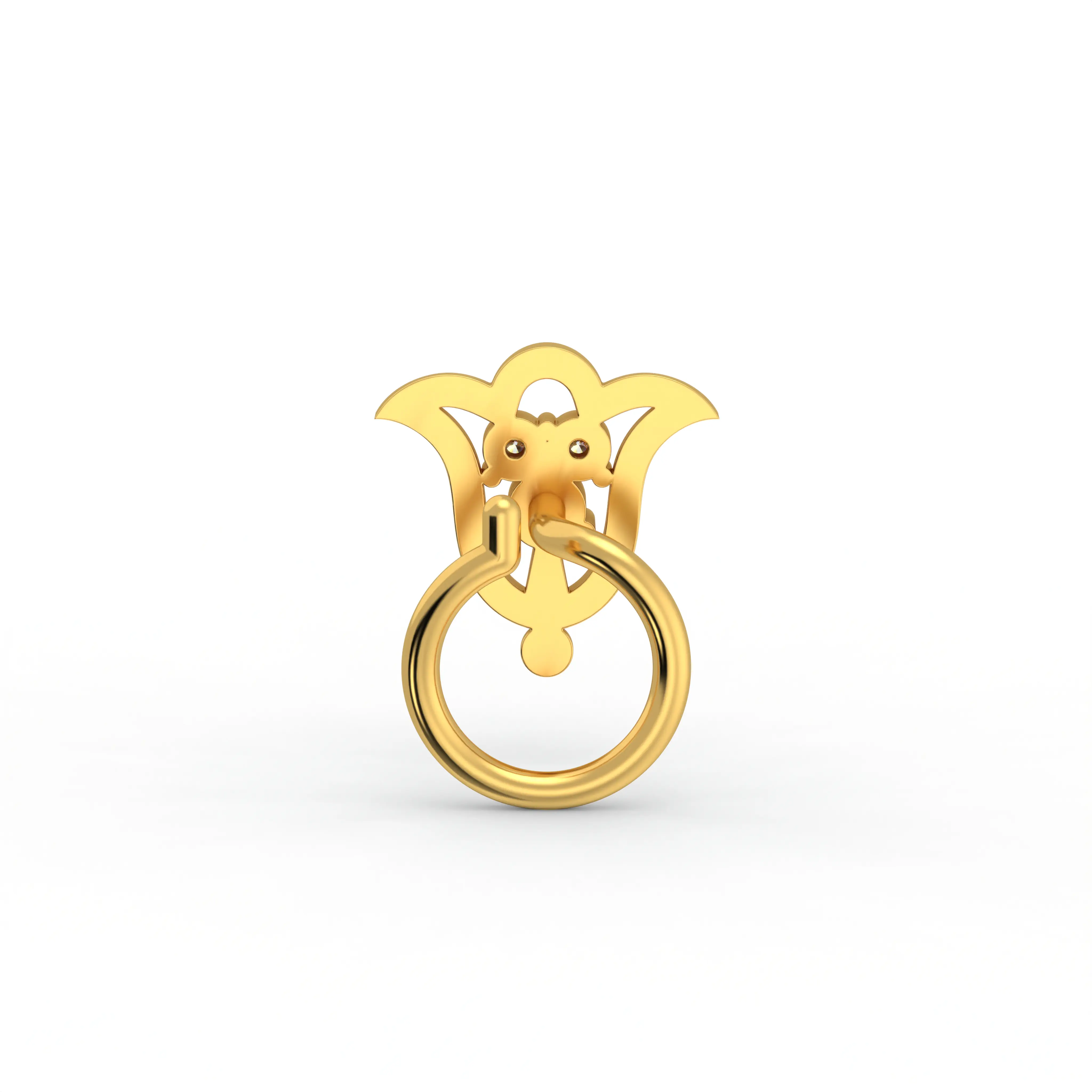 Lab-Grown Diamond Nose Pin in 22K Yellow Gold – 0.03 Ct, 3 Diamonds, 0.6 g (Design K1-58) thumbnail