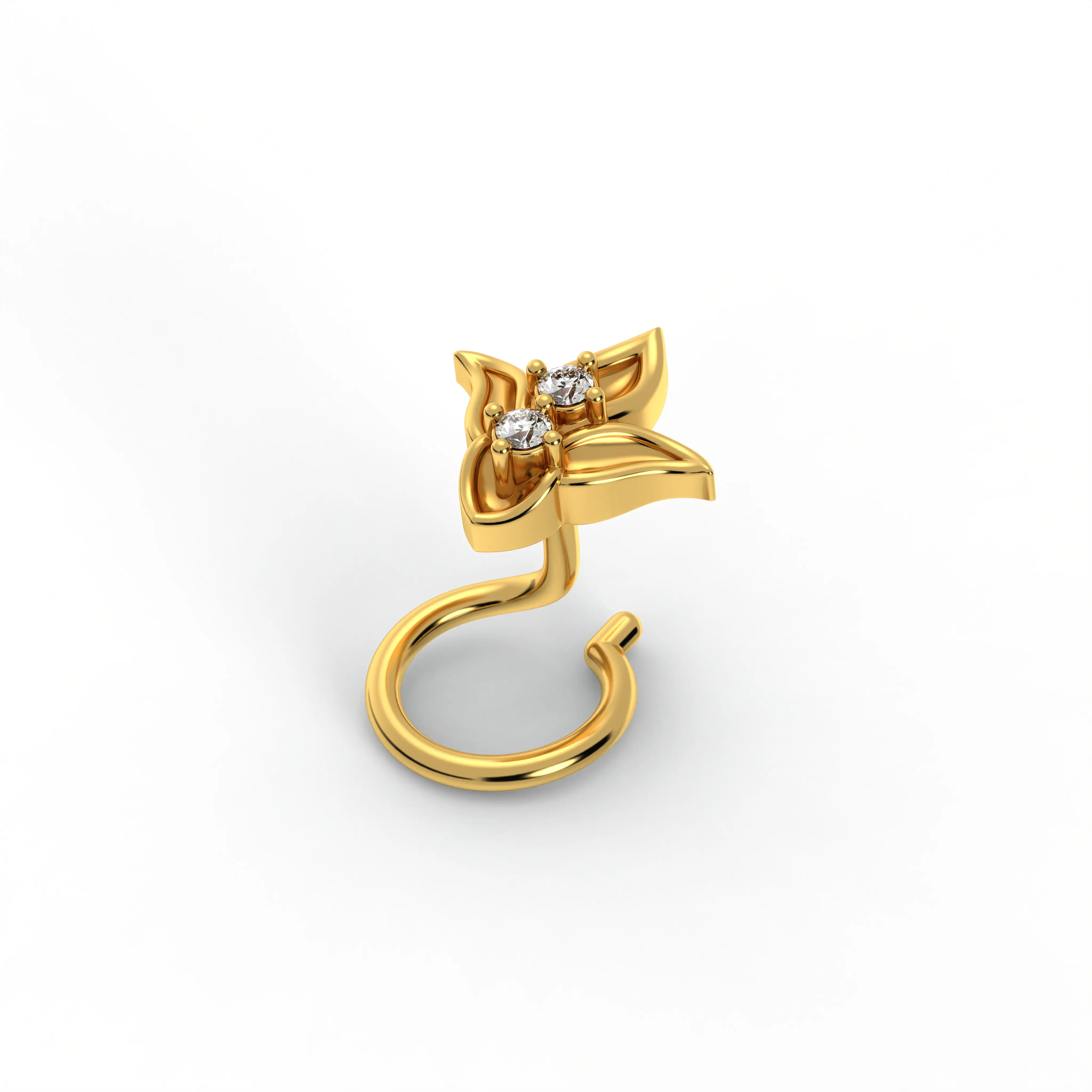 Lab-Grown Diamond Nose Pin in 22K Yellow Gold – 0.02 Ct, 2 Diamonds, 0.8 g thumbnail