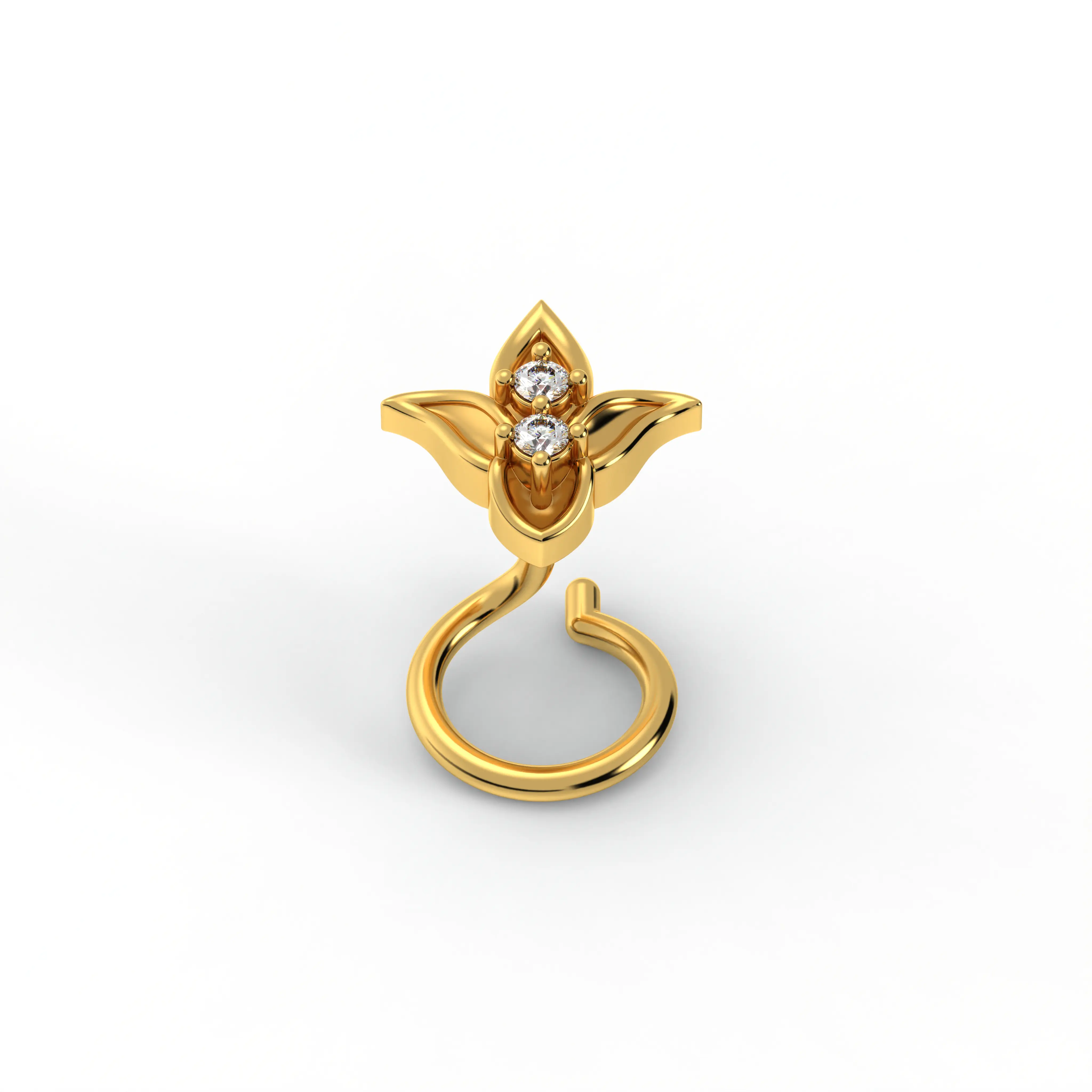 Lab-Grown Diamond Nose Pin in 22K Yellow Gold – 0.02 Ct, 2 Diamonds, 0.8 g thumbnail