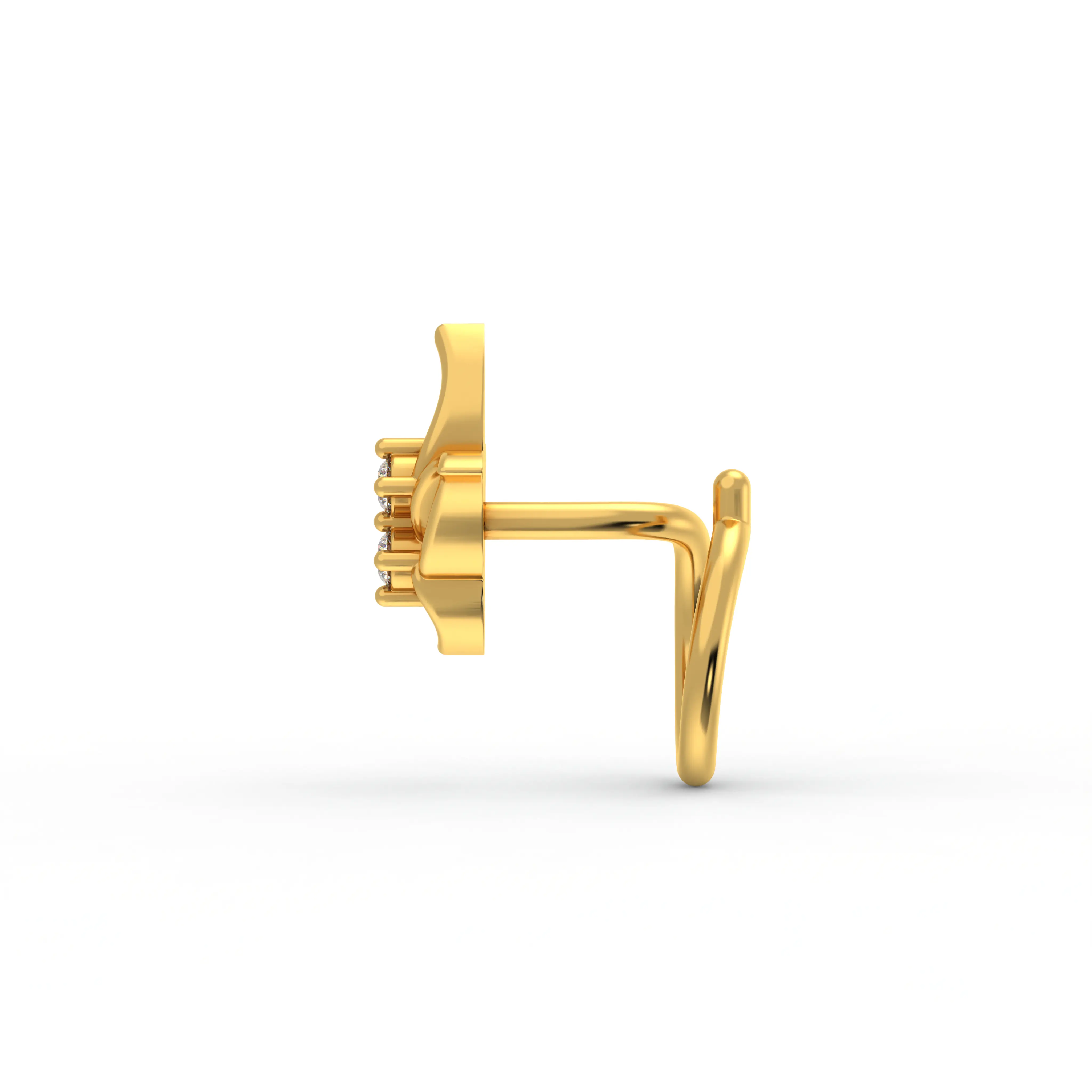 Lab-Grown Diamond Nose Pin in 22K Yellow Gold – 0.02 Ct, 2 Diamonds, 0.8 g thumbnail