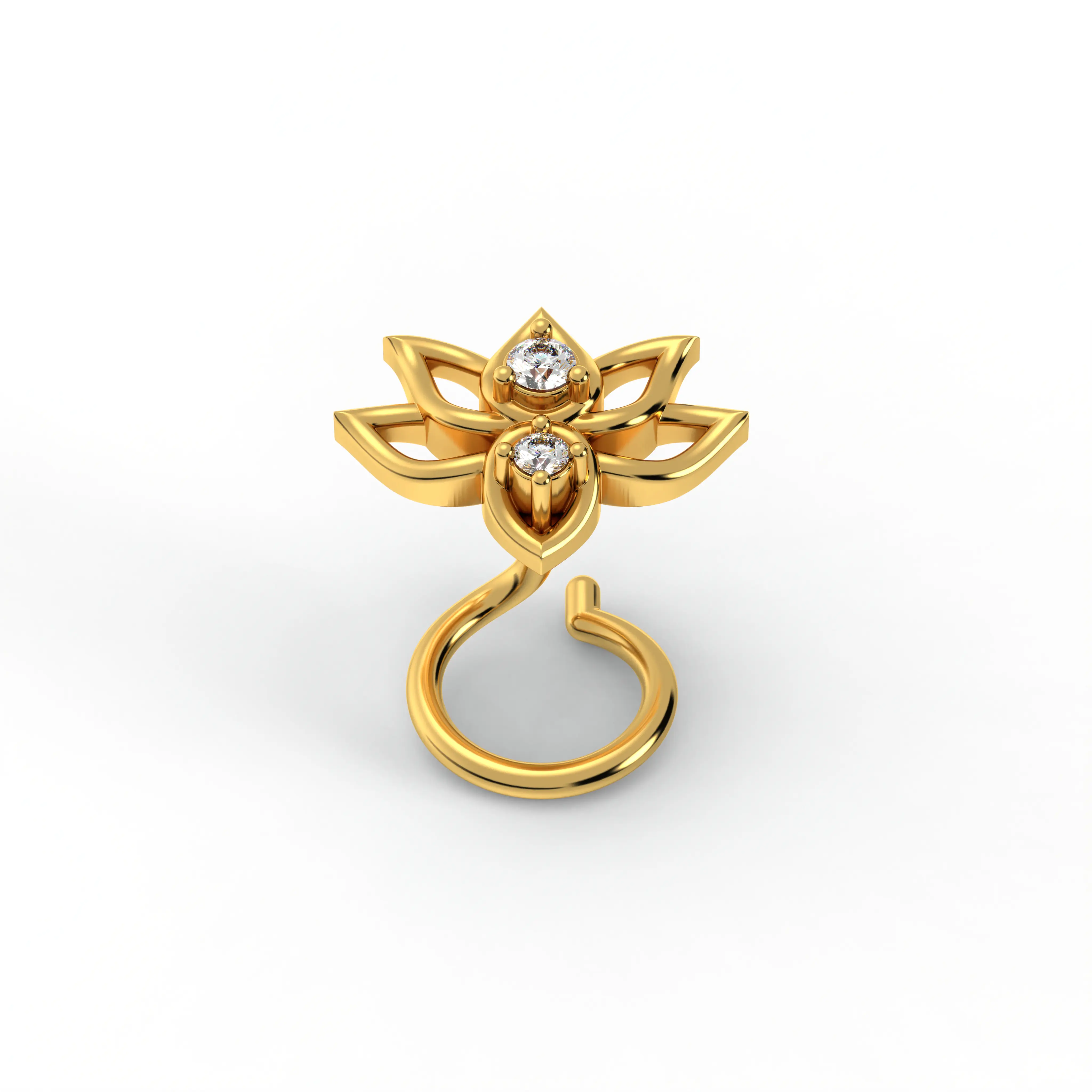 Lab-Grown Diamond Nose Pin in 22K Yellow Gold – 0.02 Ct, 2 Diamonds, 0.7 g thumbnail