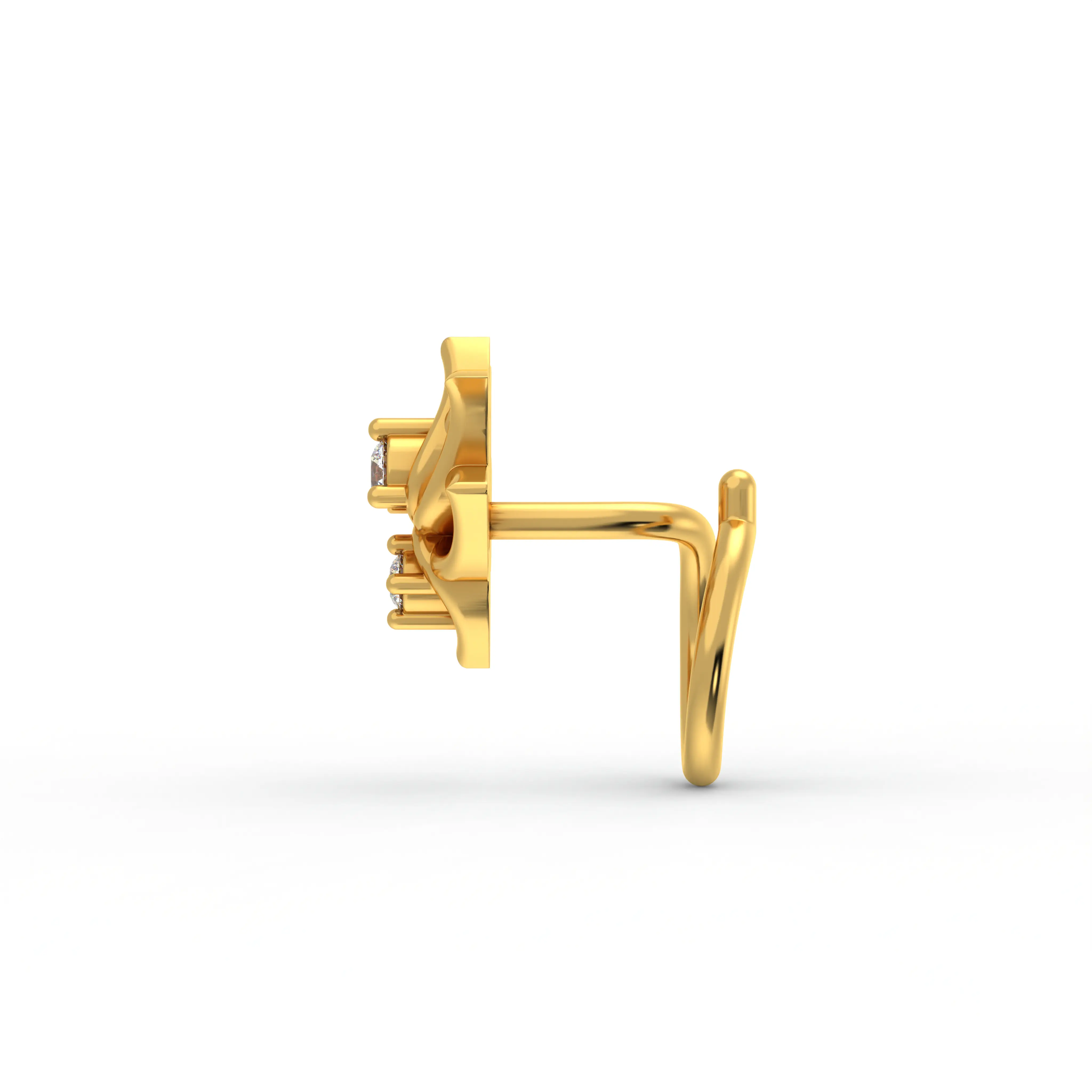 Lab-Grown Diamond Nose Pin in 22K Yellow Gold – 0.02 Ct, 2 Diamonds, 0.7 g thumbnail
