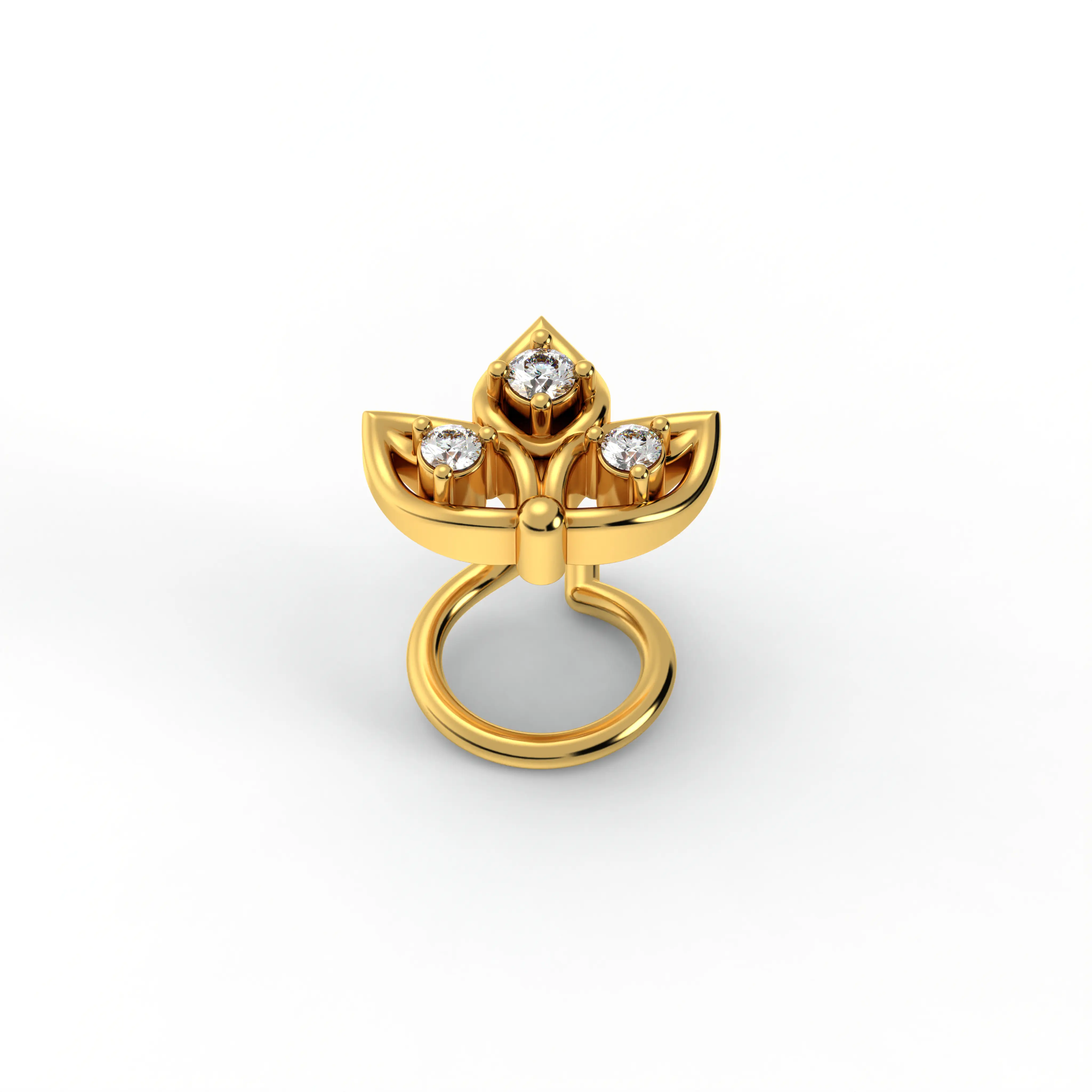 Lab-Grown Diamond Nose Pin in 22K Yellow Gold – 0.04 Ct, 3 Diamonds, 0.8 g thumbnail