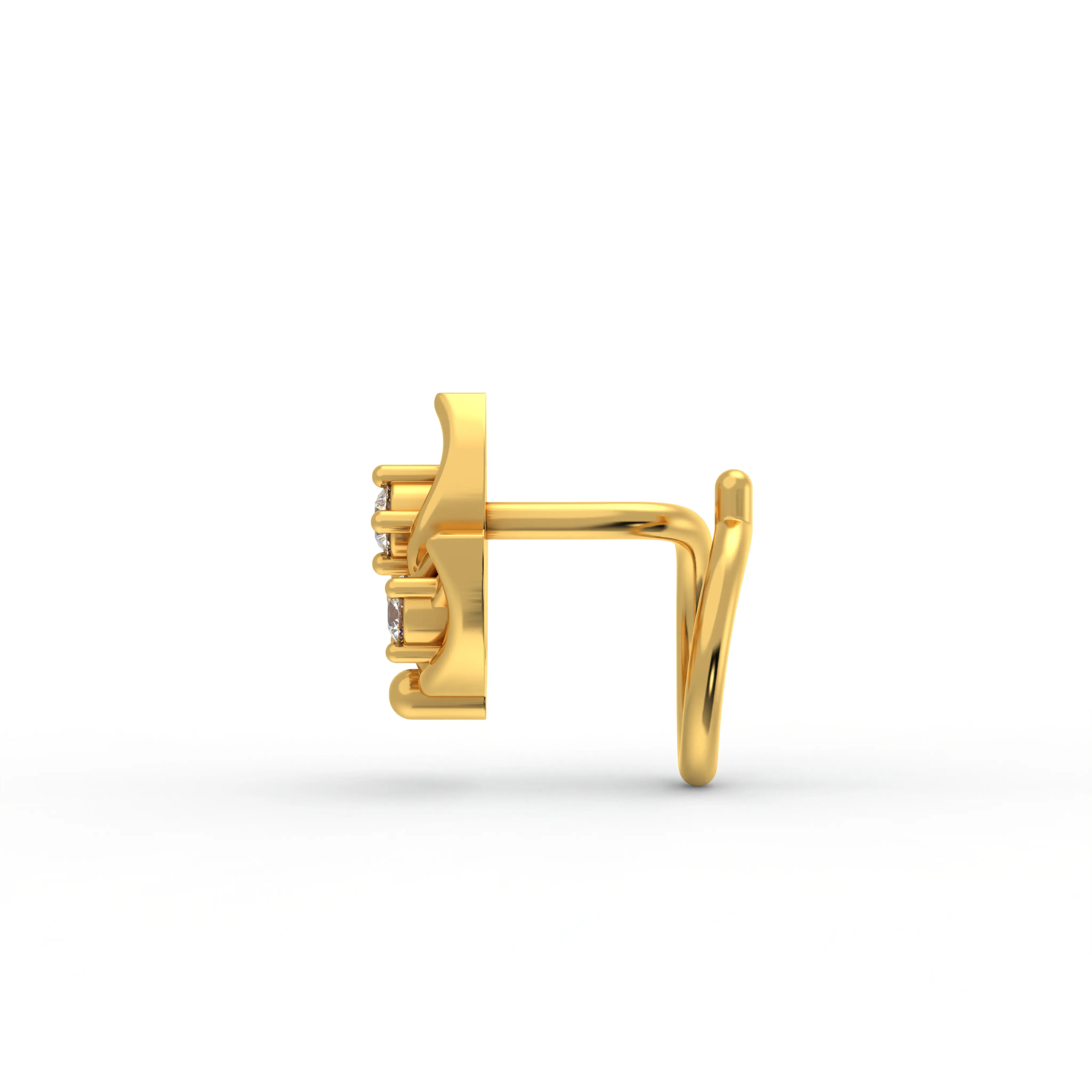 Lab-Grown Diamond Nose Pin in 22K Yellow Gold – 0.04 Ct, 3 Diamonds, 0.8 g thumbnail