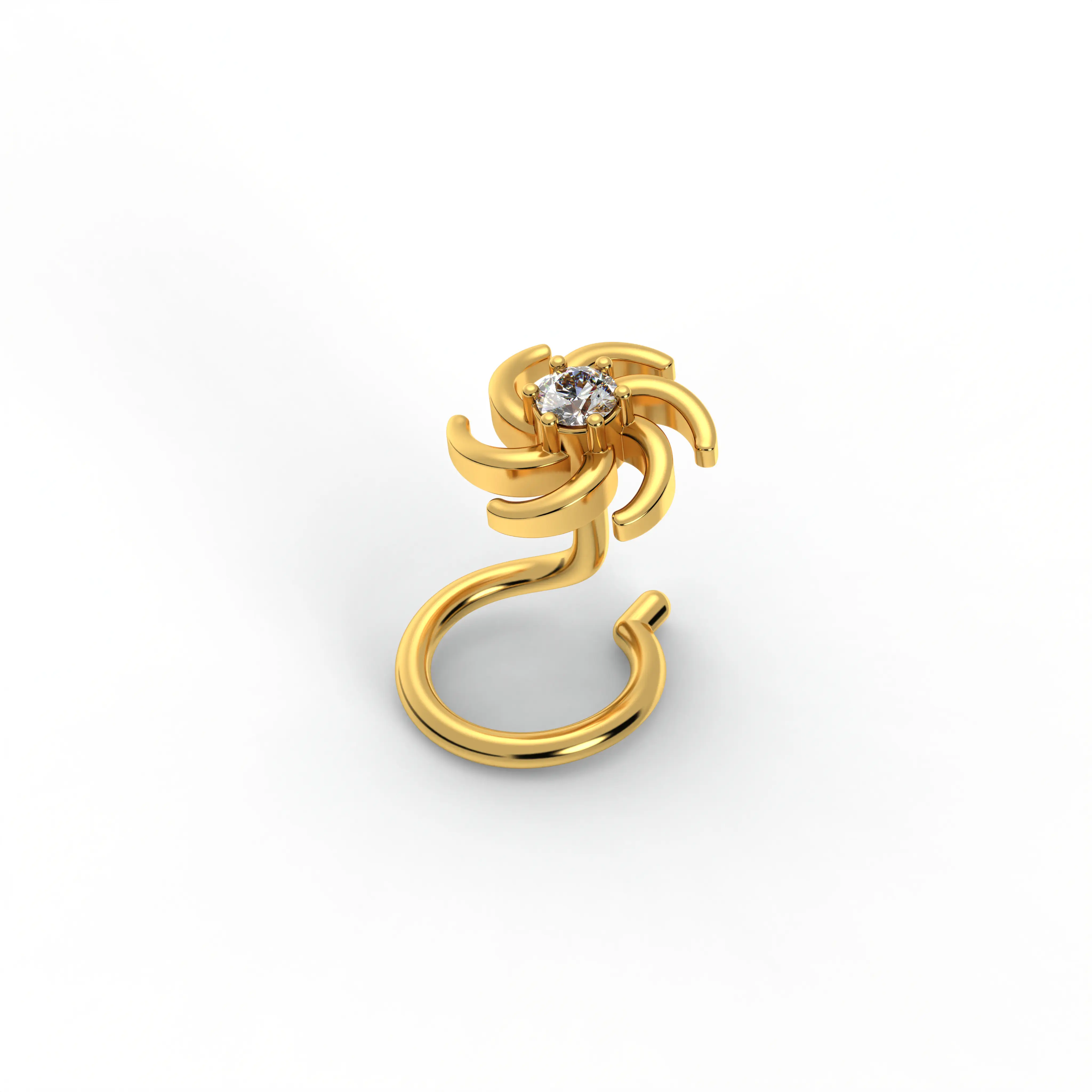 Lab-Grown Diamond Nose Pin in 22K Yellow Gold – 0.03 Ct, 0.5 g (Design K1-67) thumbnail