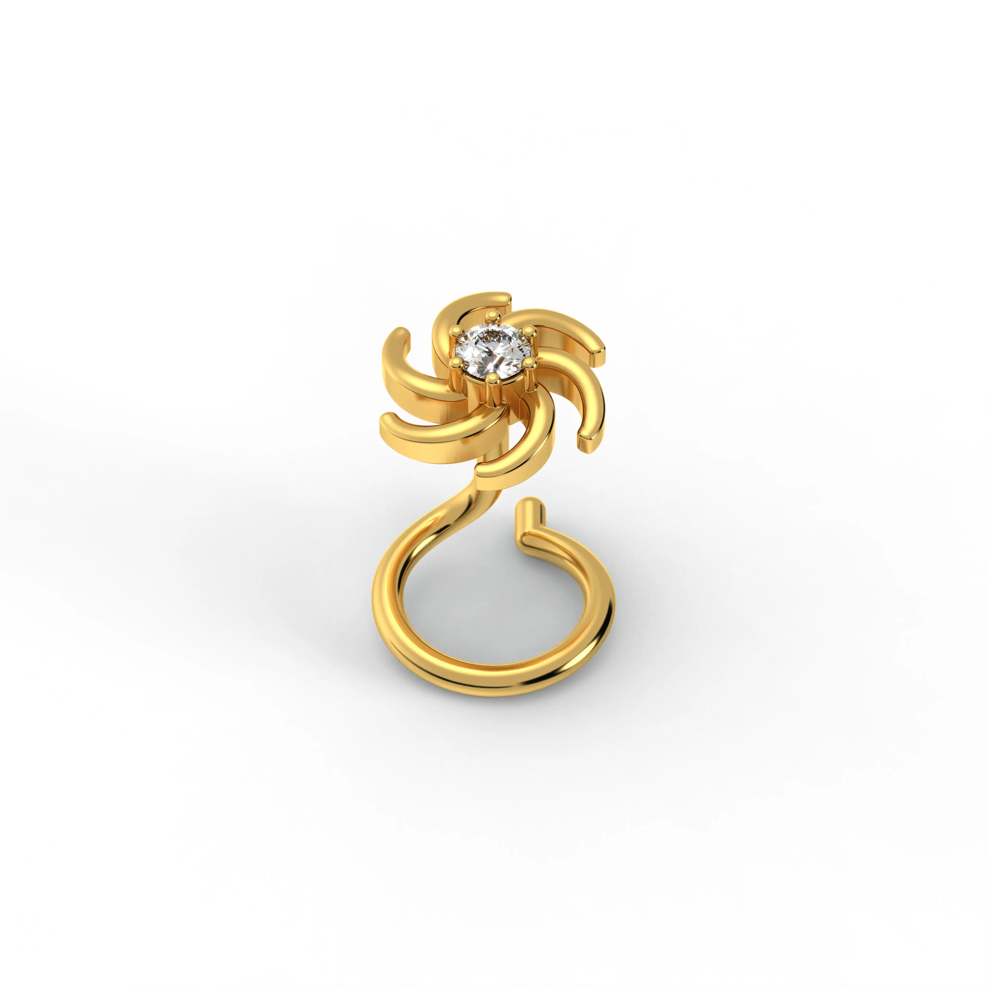 Lab-Grown Diamond Nose Pin in 22K Yellow Gold – 0.03 Ct, 0.5 g (Design K1-67) thumbnail