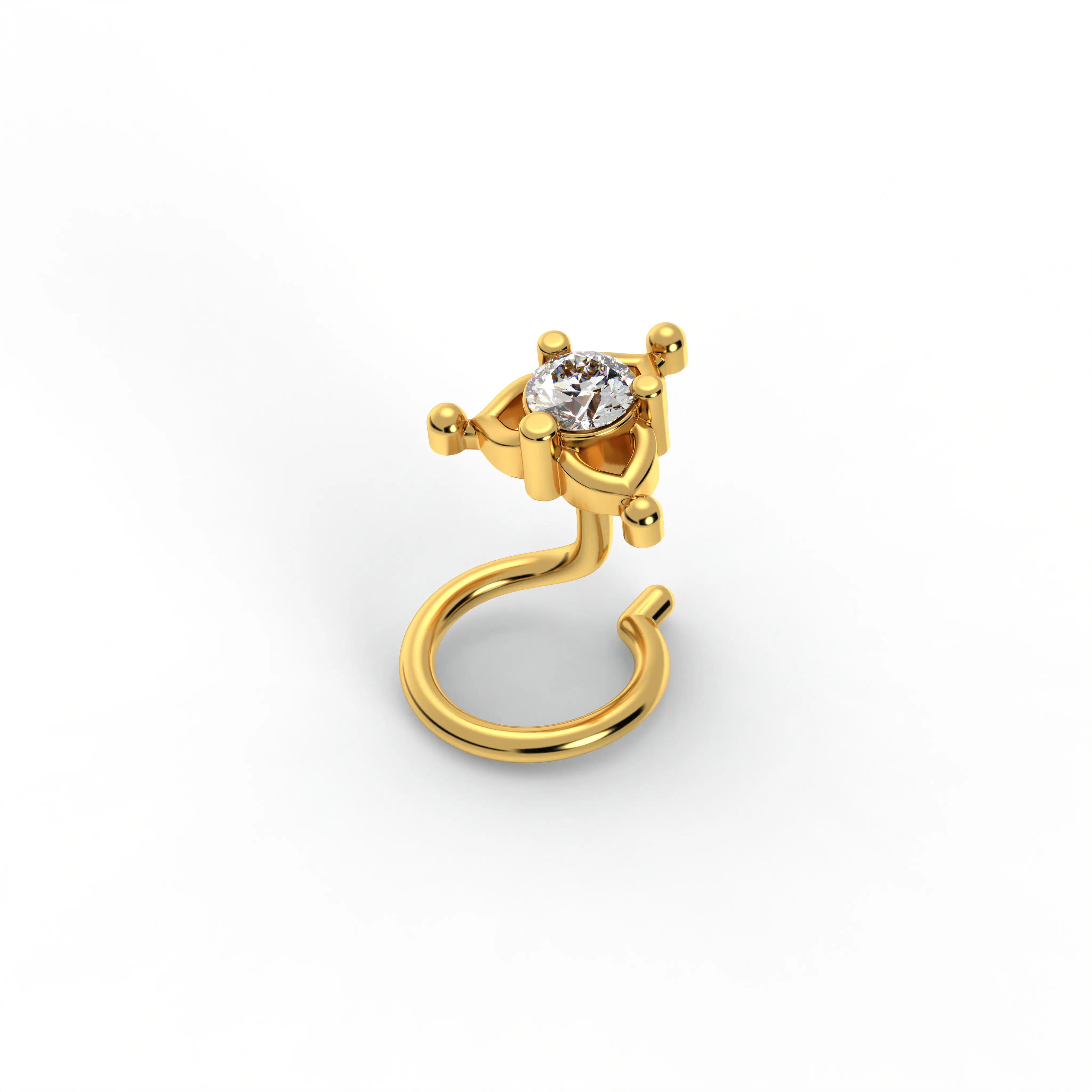 Diamond Nose Pin in 22K Yellow Gold with Lab grown diamond thumbnail