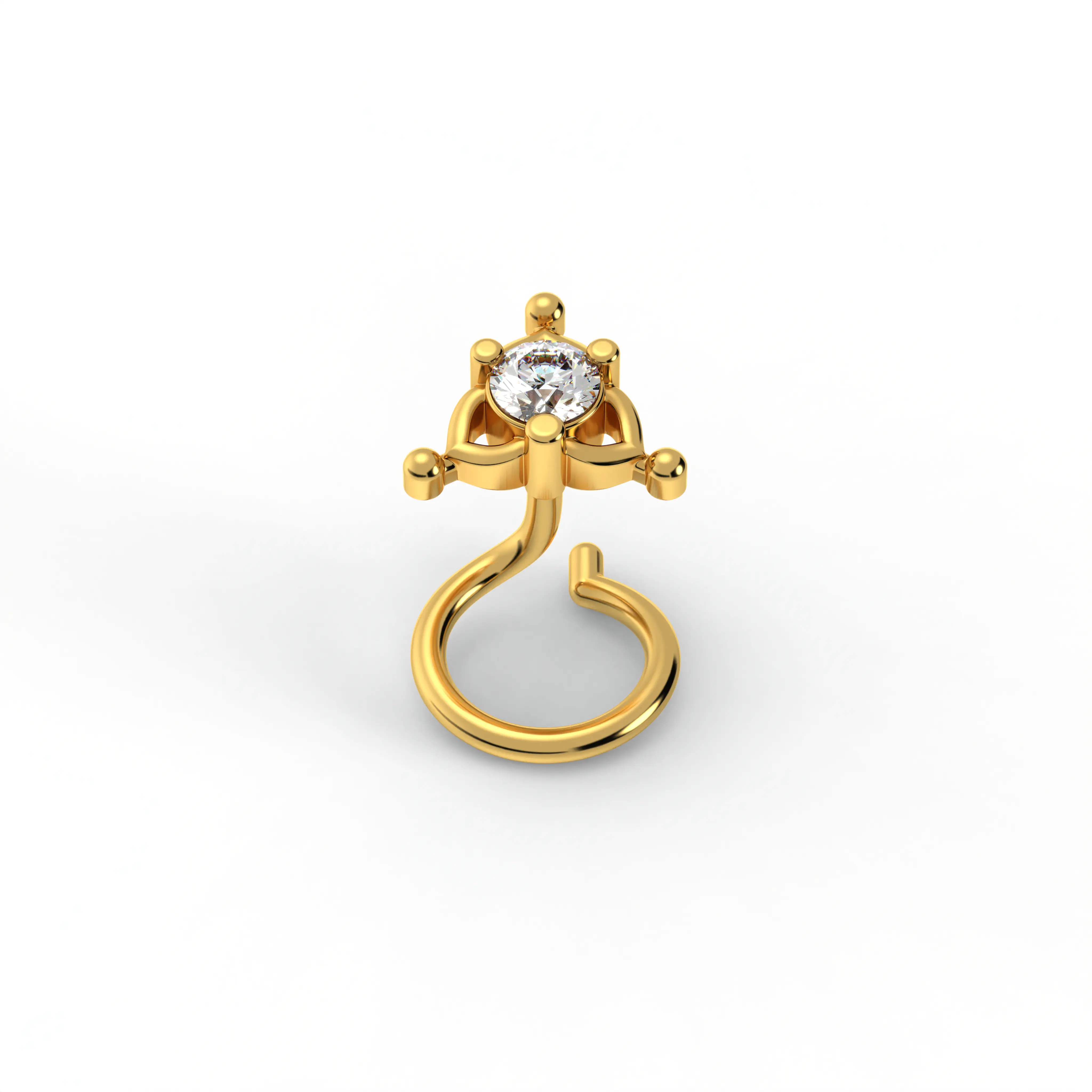 Diamond Nose Pin in 22K Yellow Gold with Lab grown diamond thumbnail