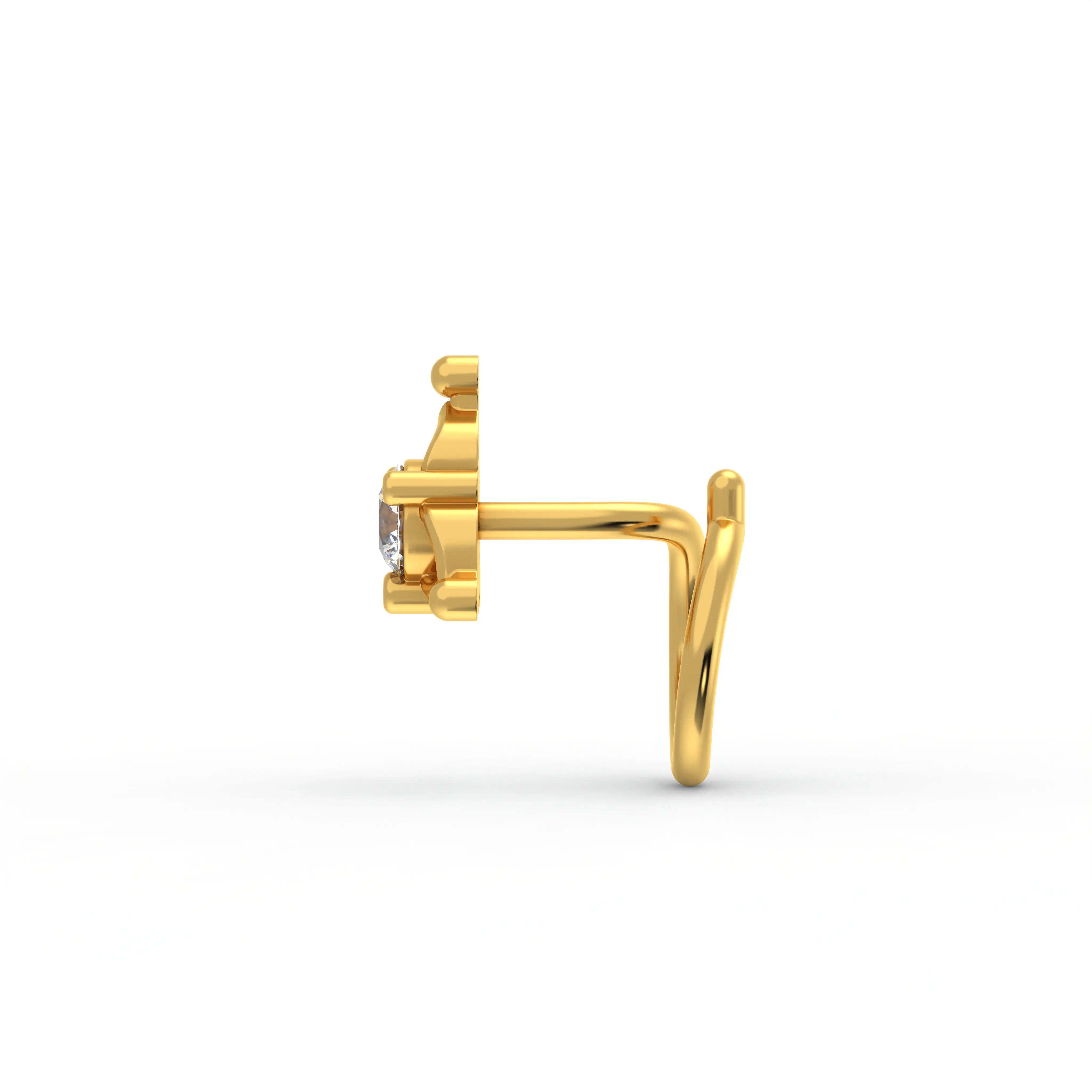 Diamond Nose Pin in 22K Yellow Gold with Lab grown diamond thumbnail