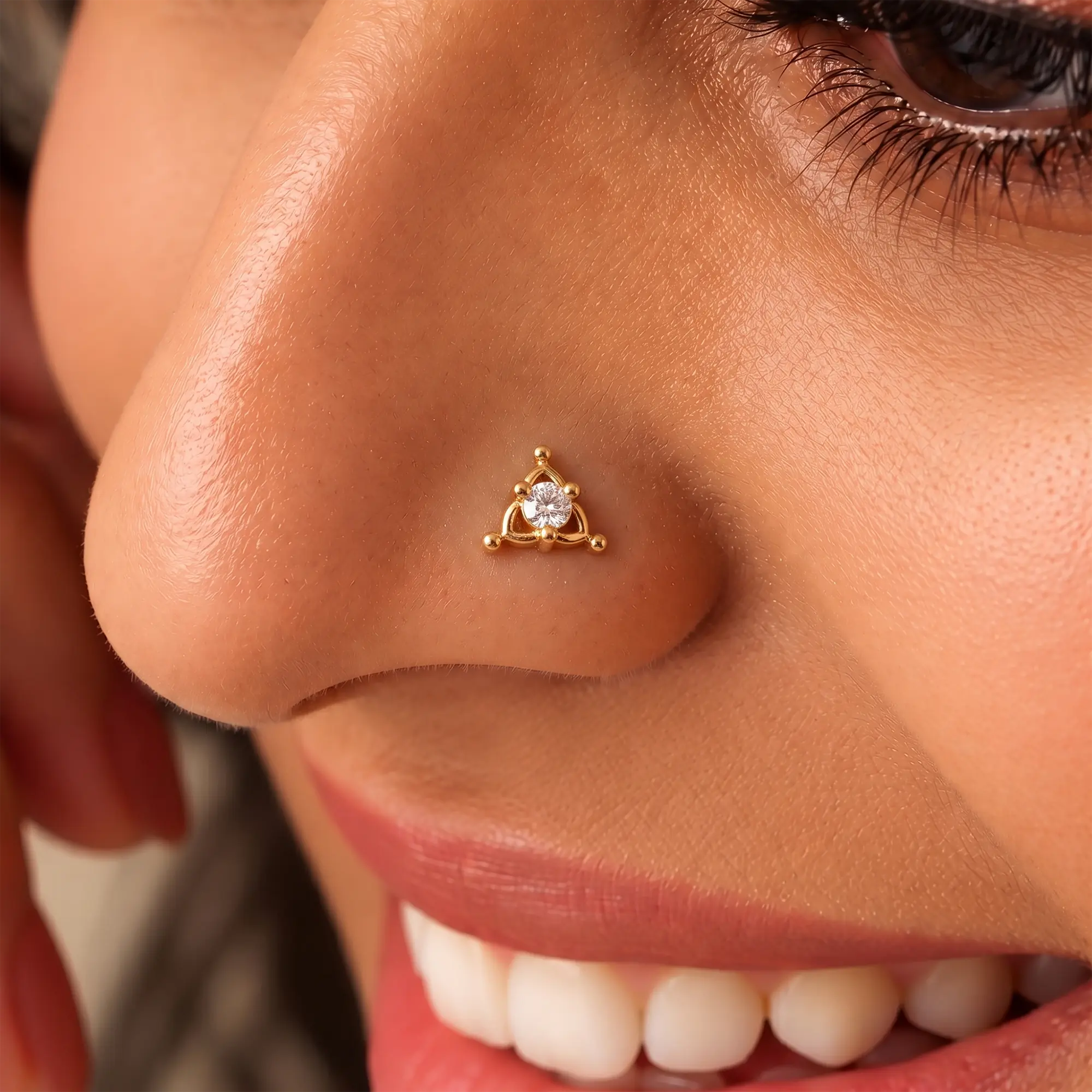 Diamond Nose Pin in 22K Yellow Gold with Lab grown diamond thumbnail