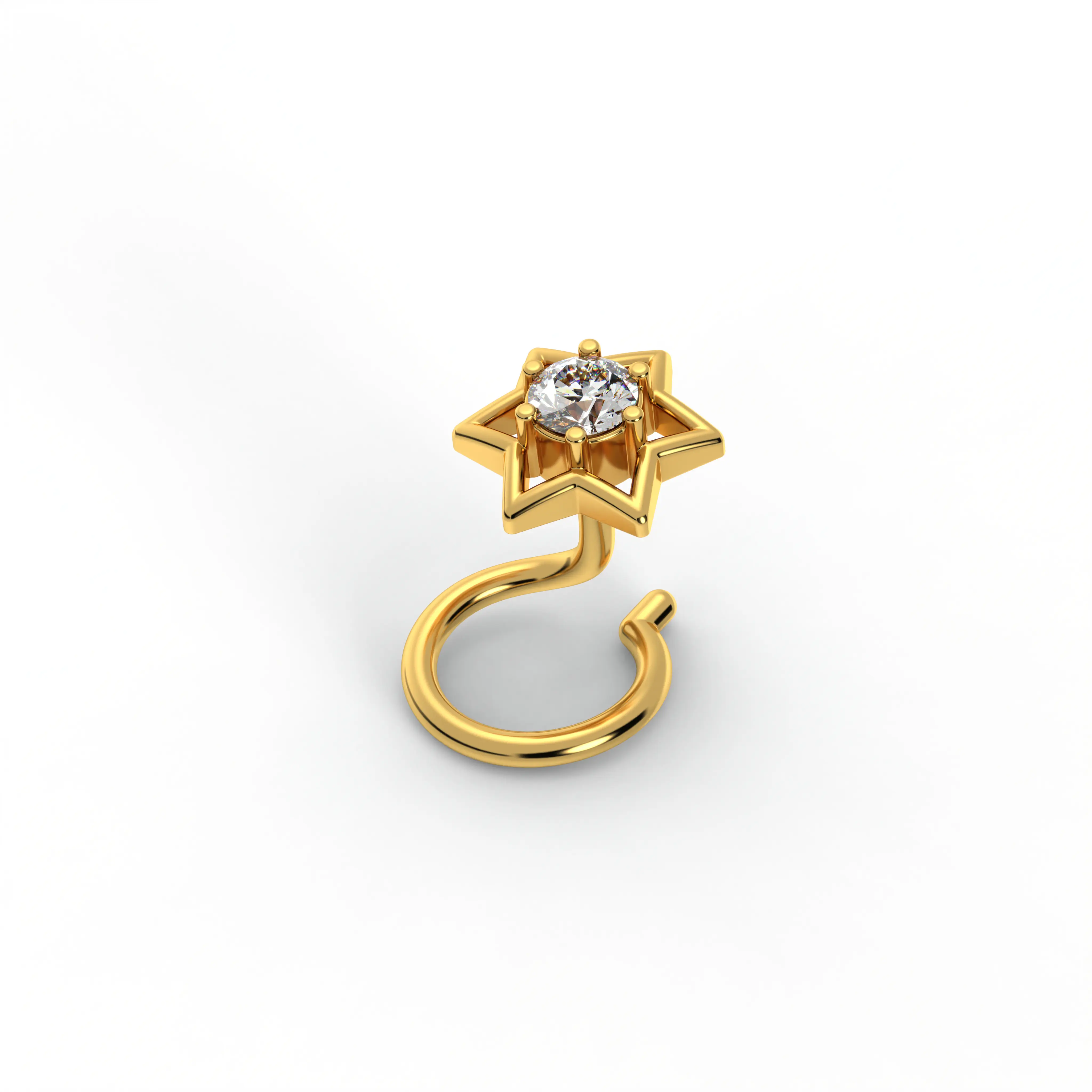 Lab-Grown Diamond Nose Pin in 22K Yellow Gold – 0.06 Ct, 0.5 g (Design K1-70) thumbnail