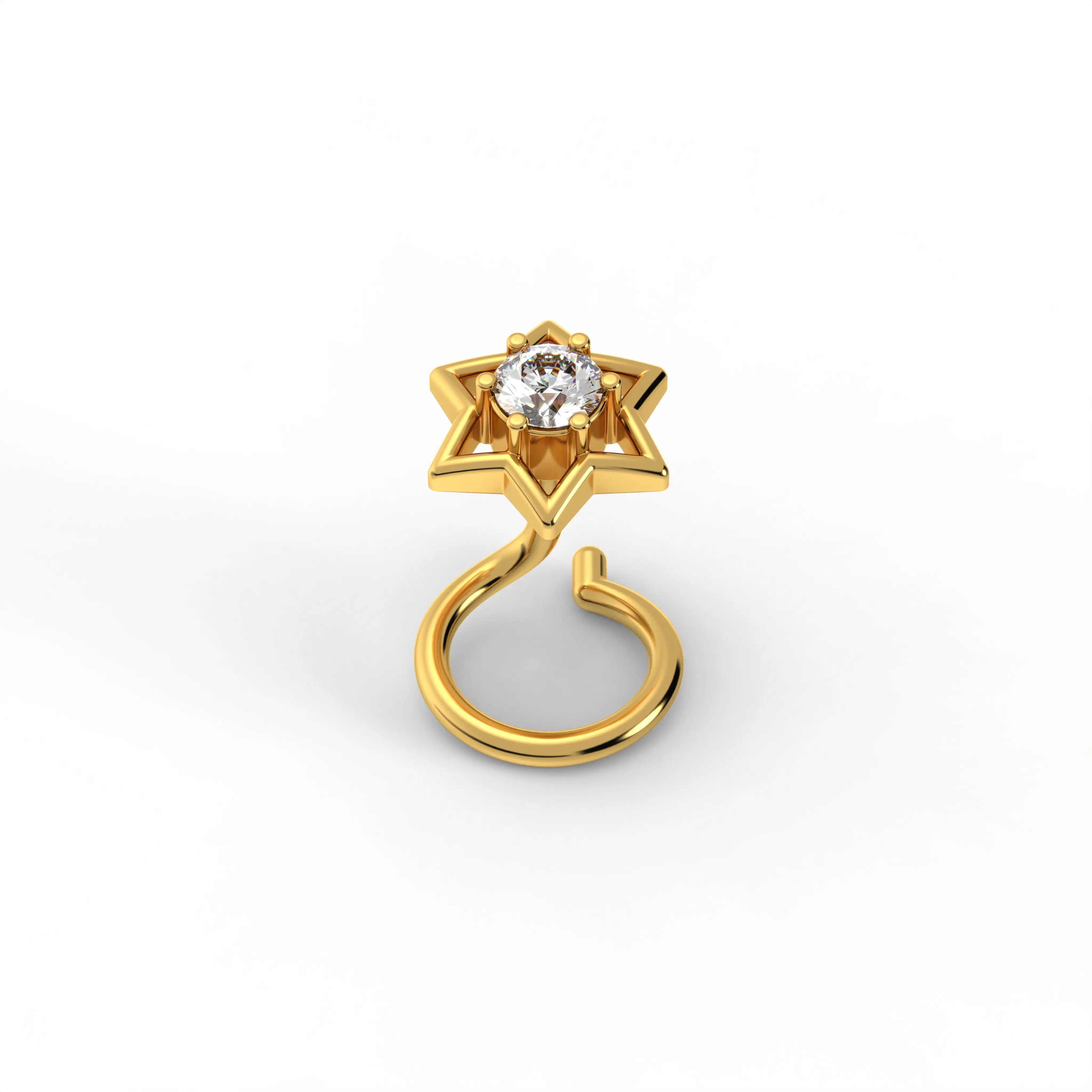 Lab-Grown Diamond Nose Pin in 22K Yellow Gold – 0.06 Ct, 0.5 g (Design K1-70) thumbnail