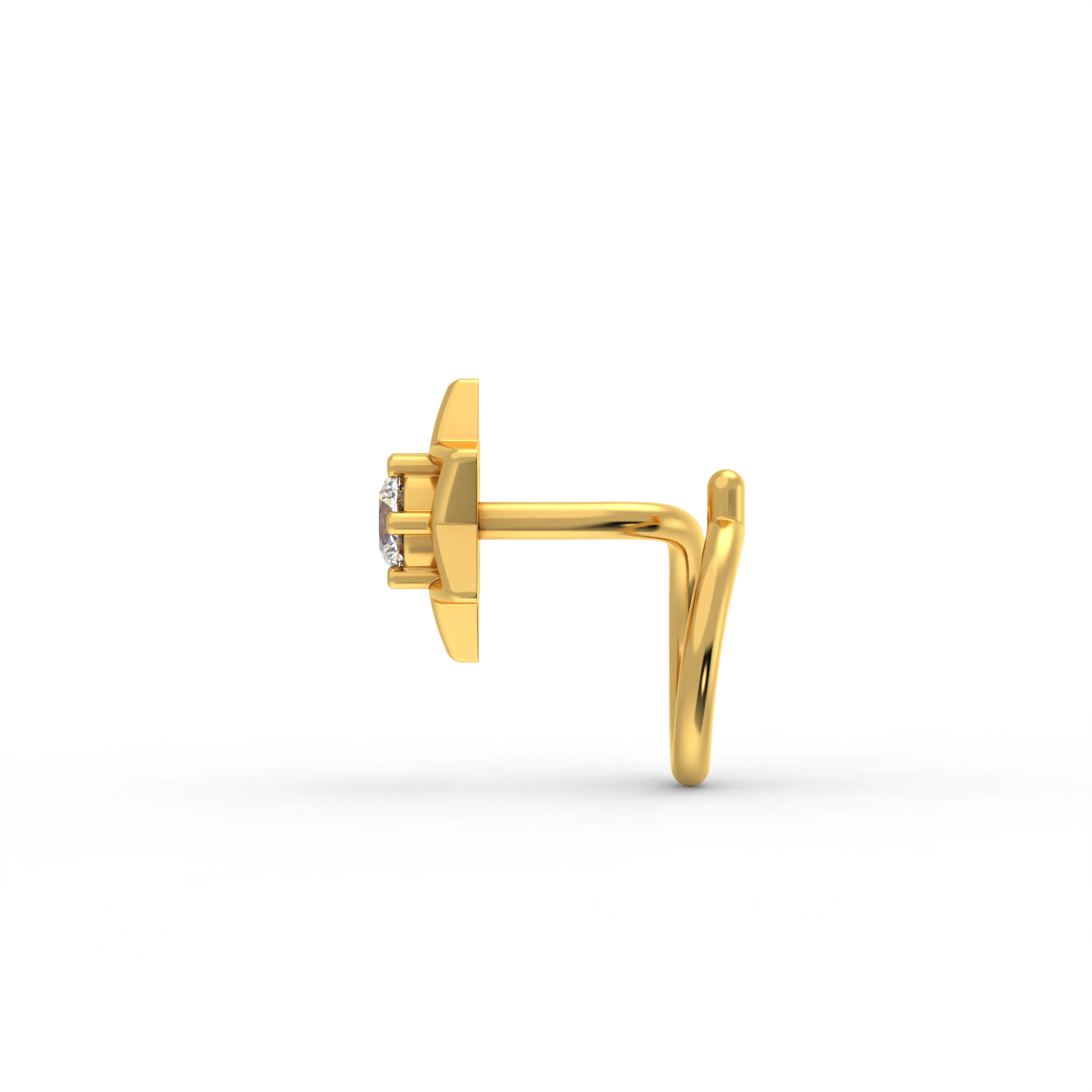 Lab-Grown Diamond Nose Pin in 22K Yellow Gold – 0.06 Ct, 0.5 g (Design K1-70) thumbnail