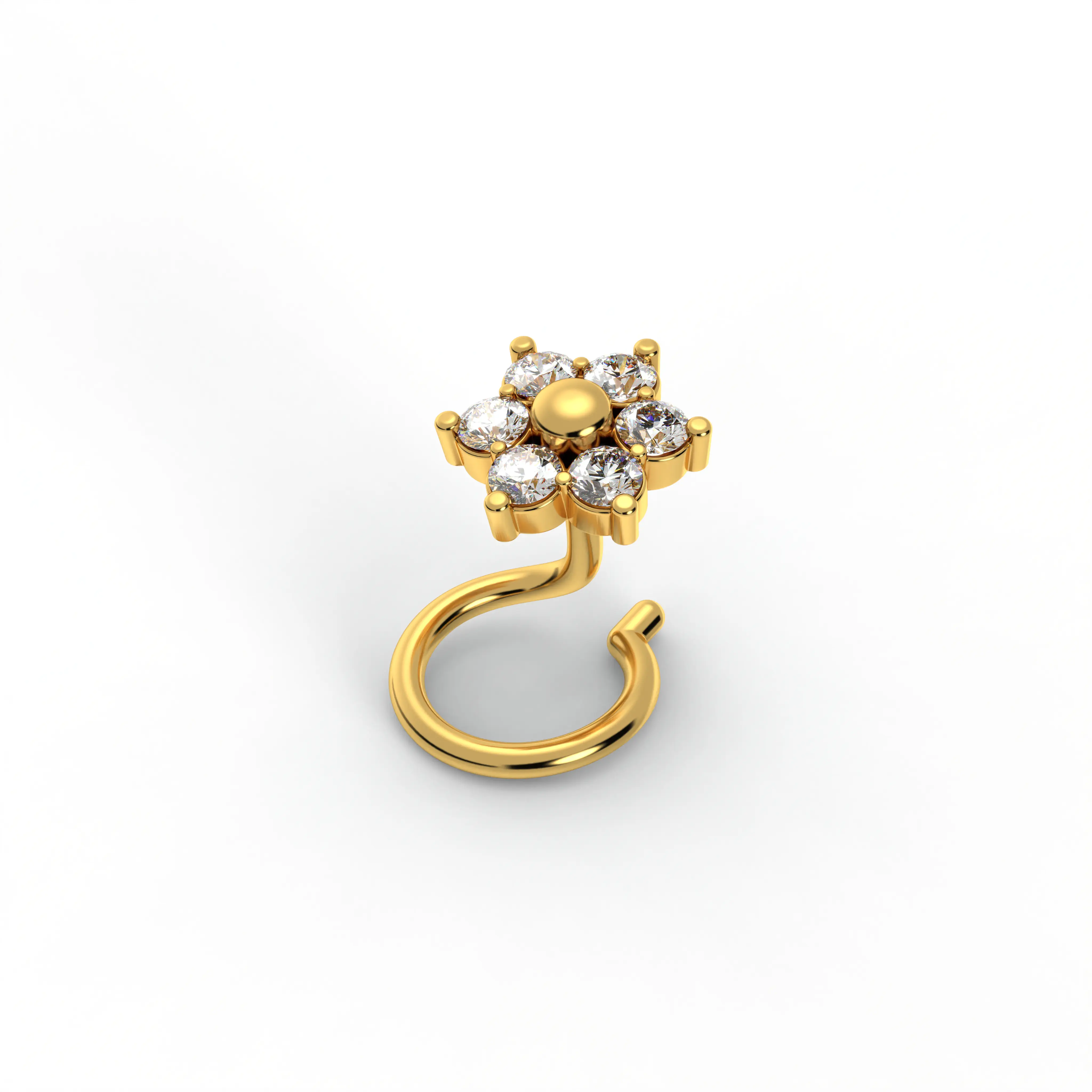 Lab-Grown Diamond Nose Pin in 22K Yellow Gold – 0.12 Ct, 6 Diamonds thumbnail