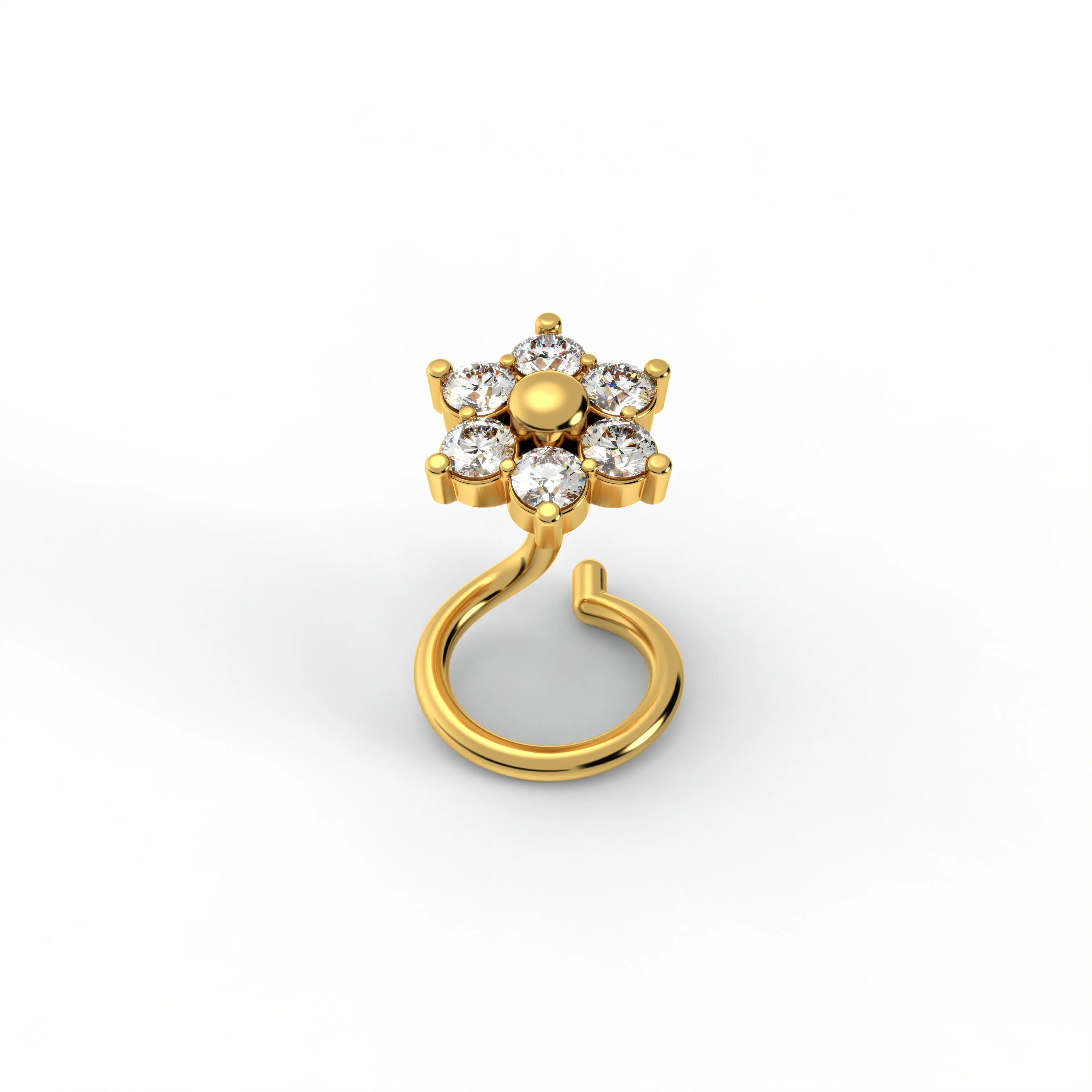 Lab-Grown Diamond Nose Pin in 22K Yellow Gold – 0.12 Ct, 6 Diamonds thumbnail