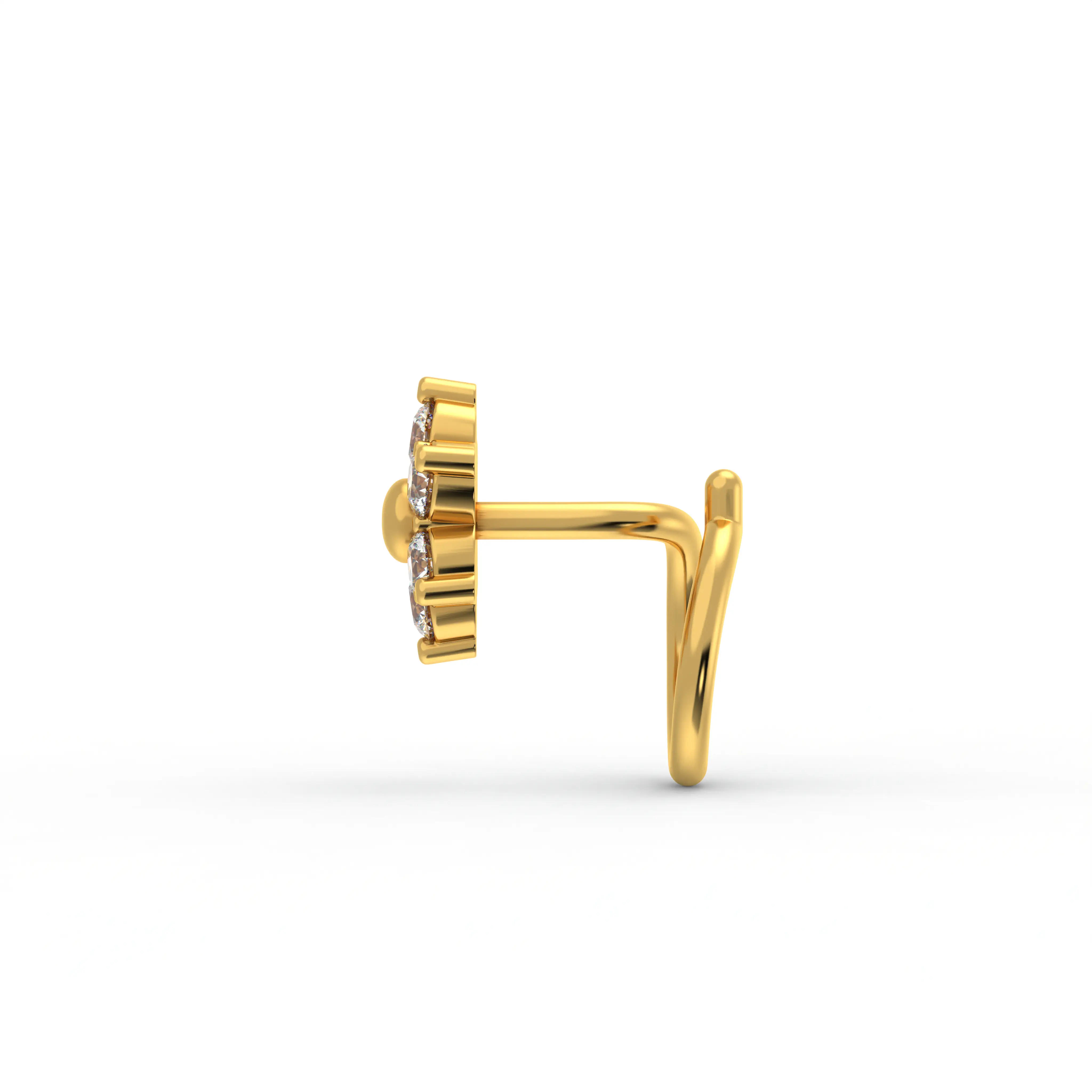 Lab-Grown Diamond Nose Pin in 22K Yellow Gold – 0.12 Ct, 6 Diamonds thumbnail