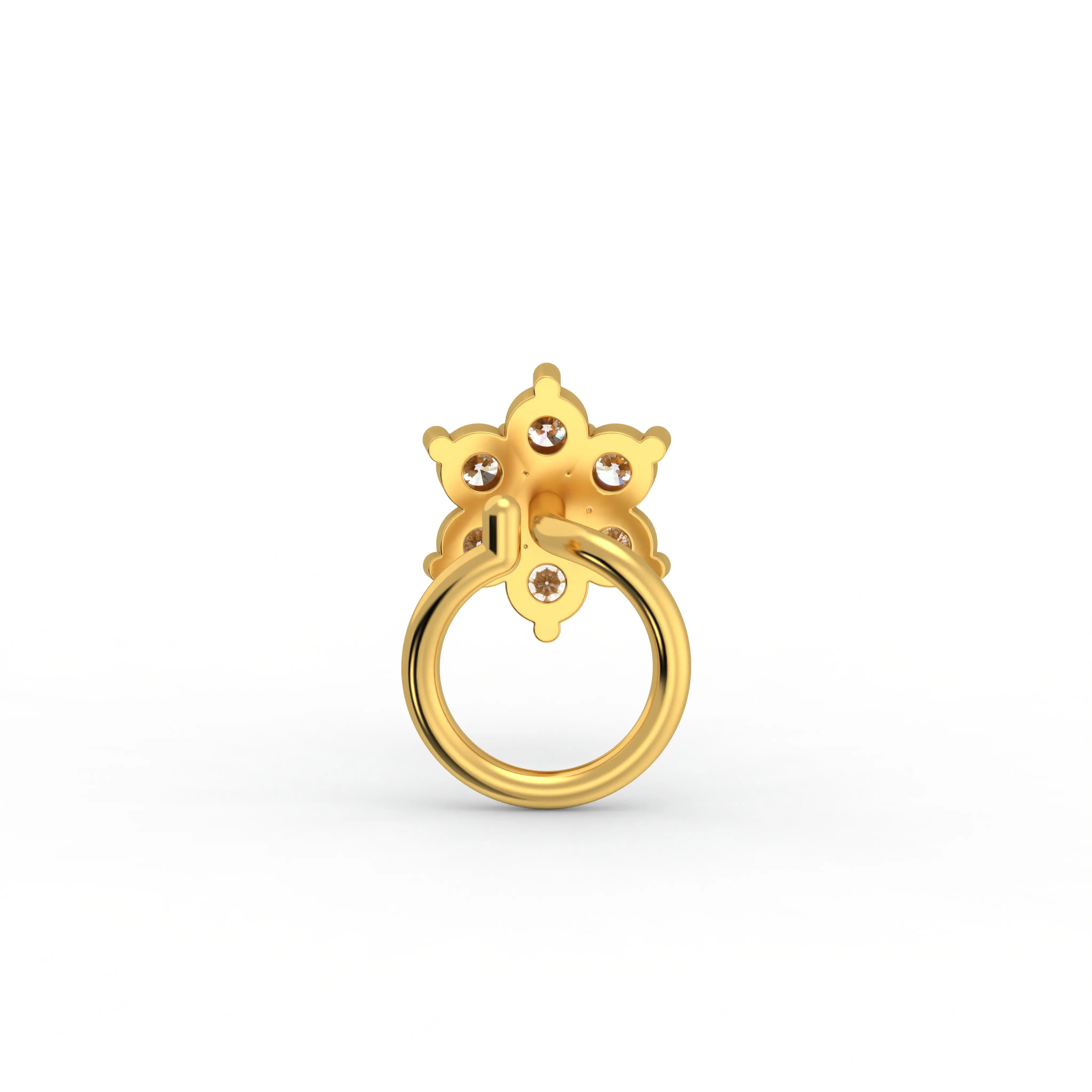 Lab-Grown Diamond Nose Pin in 22K Yellow Gold – 0.12 Ct, 6 Diamonds thumbnail