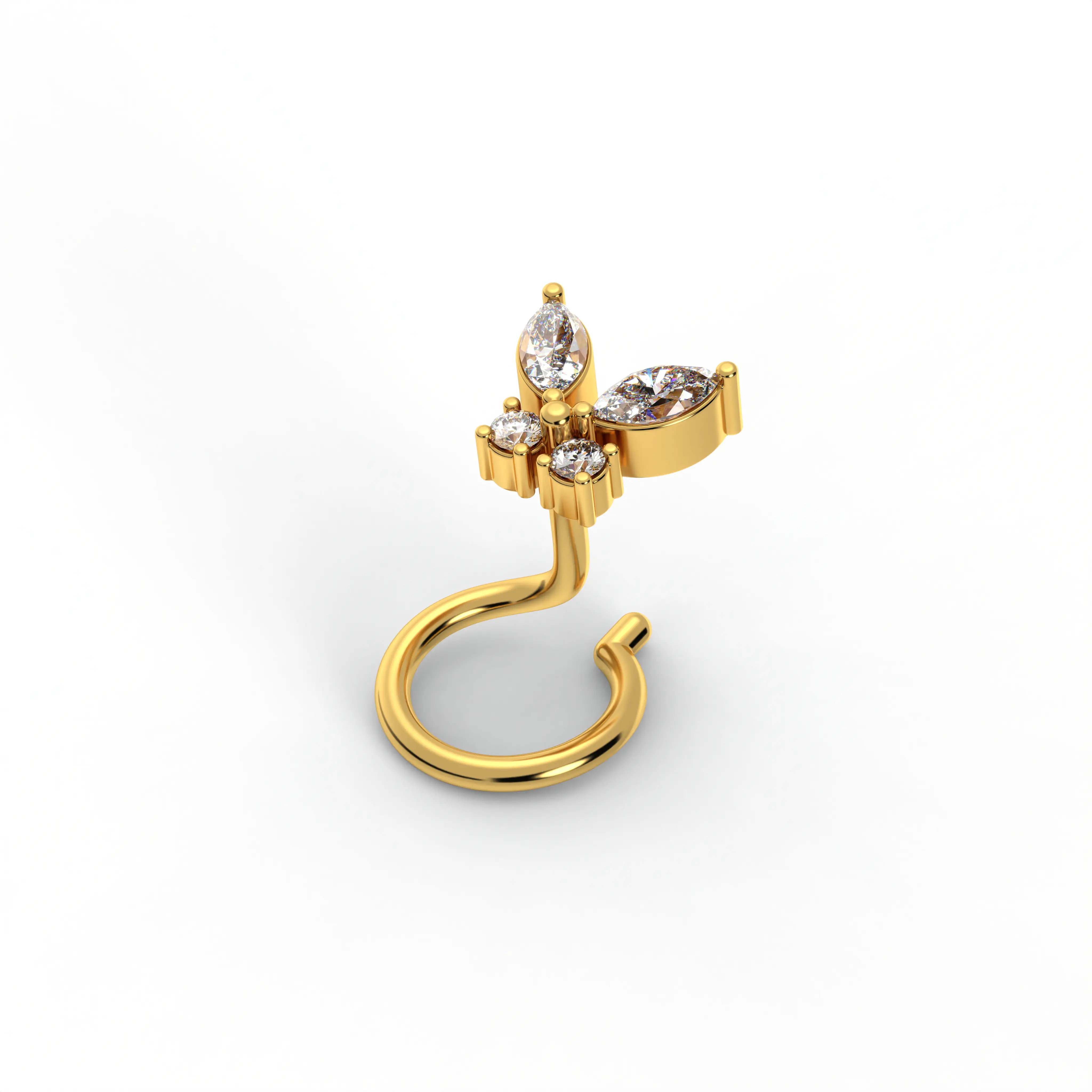 Diamond Nose Pin in 22K Yellow Gold with Lab grown diamond thumbnail