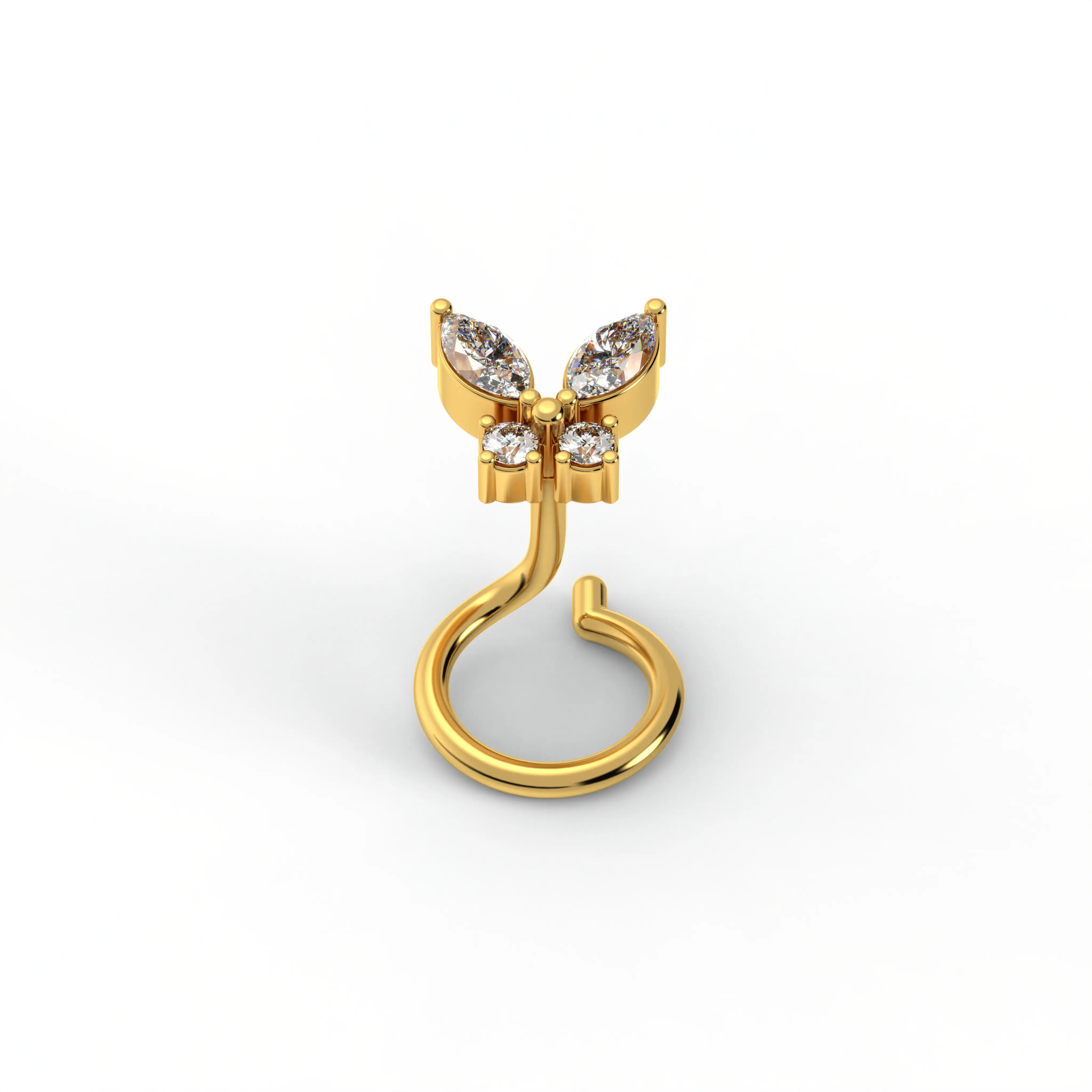 Diamond Nose Pin in 22K Yellow Gold with Lab grown diamond thumbnail