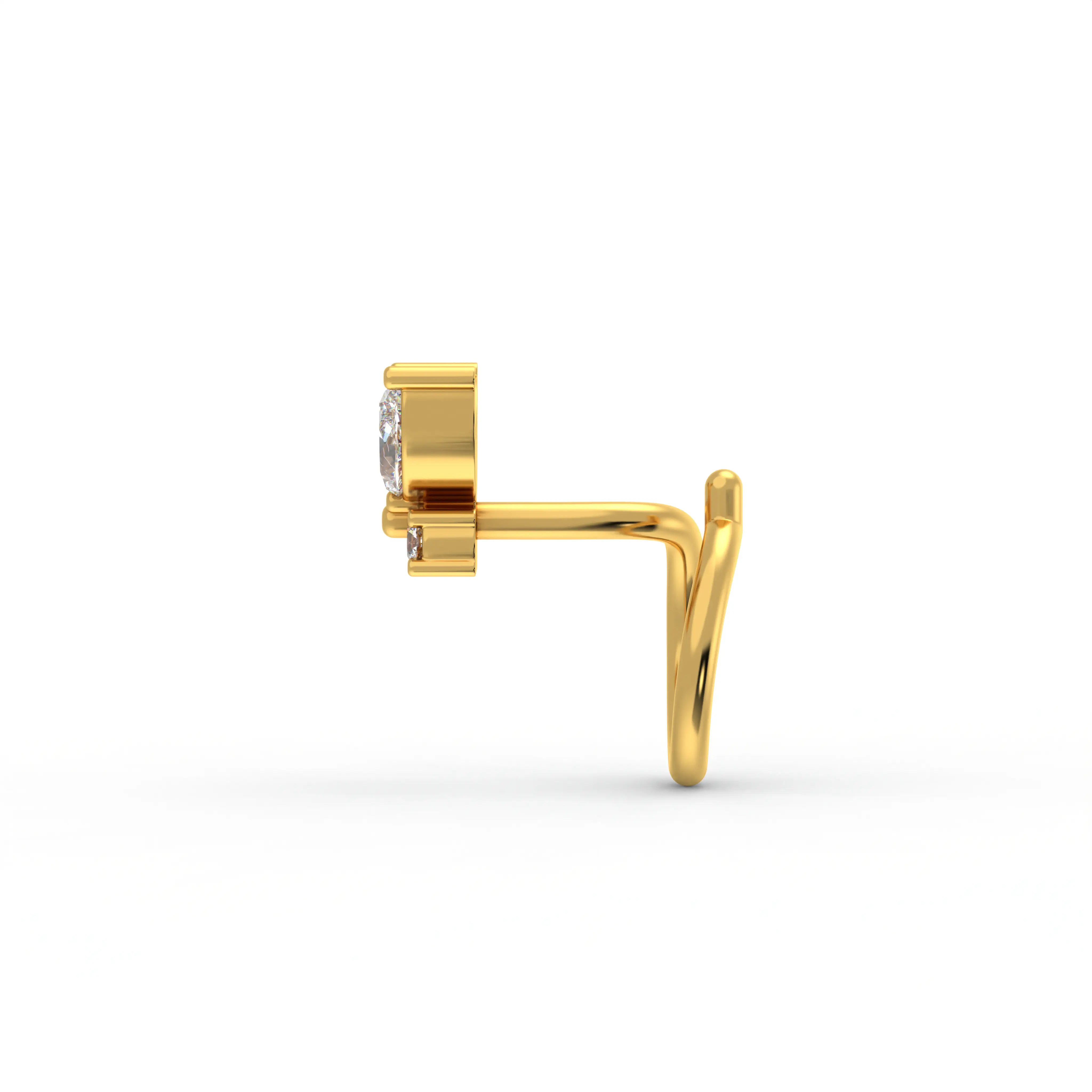 Diamond Nose Pin in 22K Yellow Gold with Lab grown diamond thumbnail